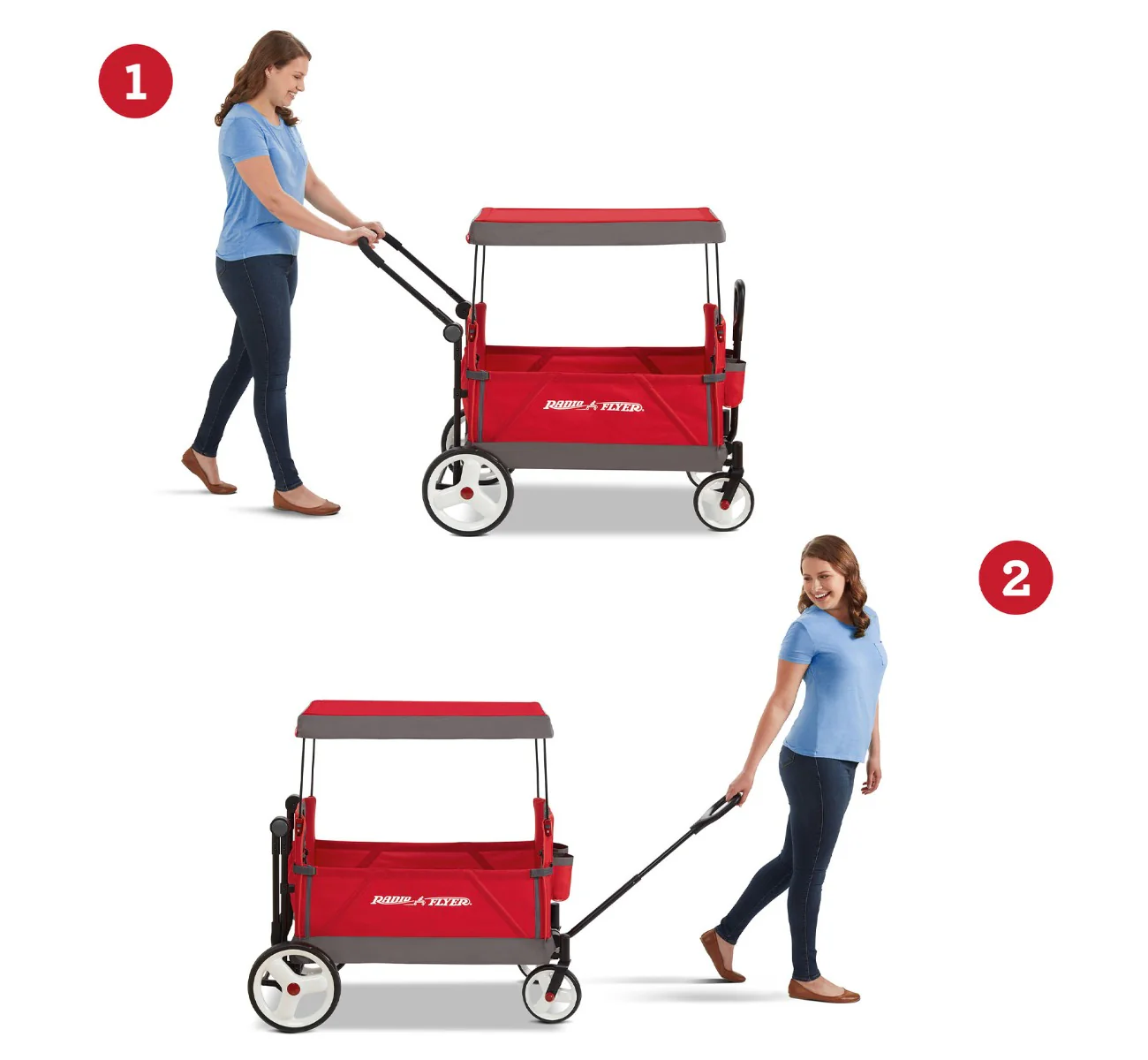 2025 Convertible Stroll 'N Wagon – Dirección Versátil, Plegado Fácil, Seguridad y Comodidad para Toda la Familia