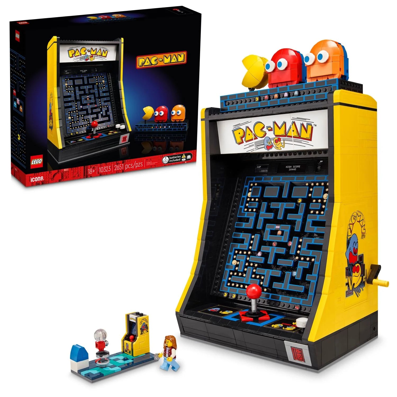 LEGO Icons Arcade PAC-MAN 10323 – Set de Construcción para Adultos, Replica de un Clásico Videojuego, Regalo Nostálgico para Fans de Juegos Retro y Decoración Vintage, Incluye Figuras de PAC-MAN, BLINKY y CLYDE