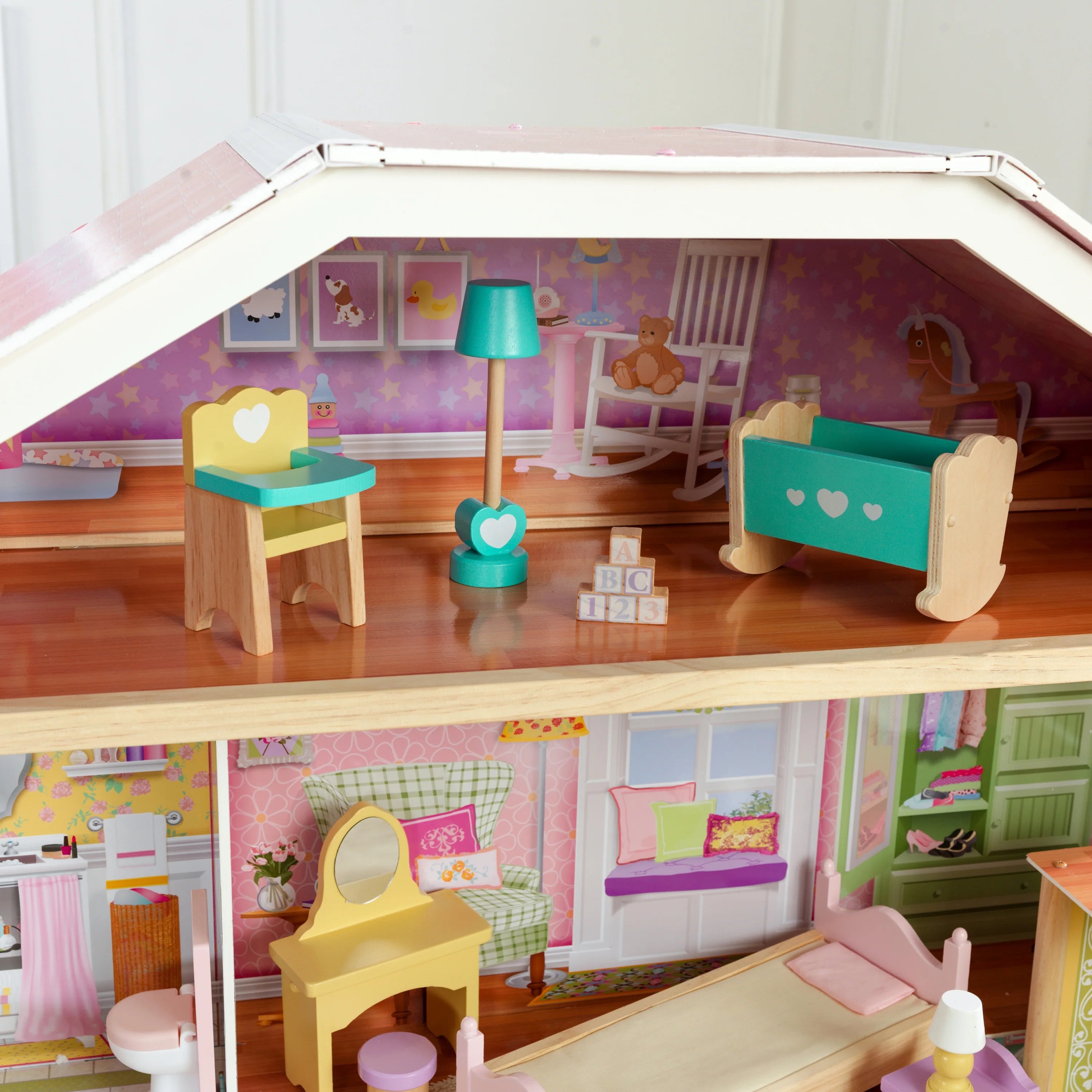 Casa de Muñecas de Madera KidKraft Grand View Mansion con 34 Accesorios, A partir de 3 años
