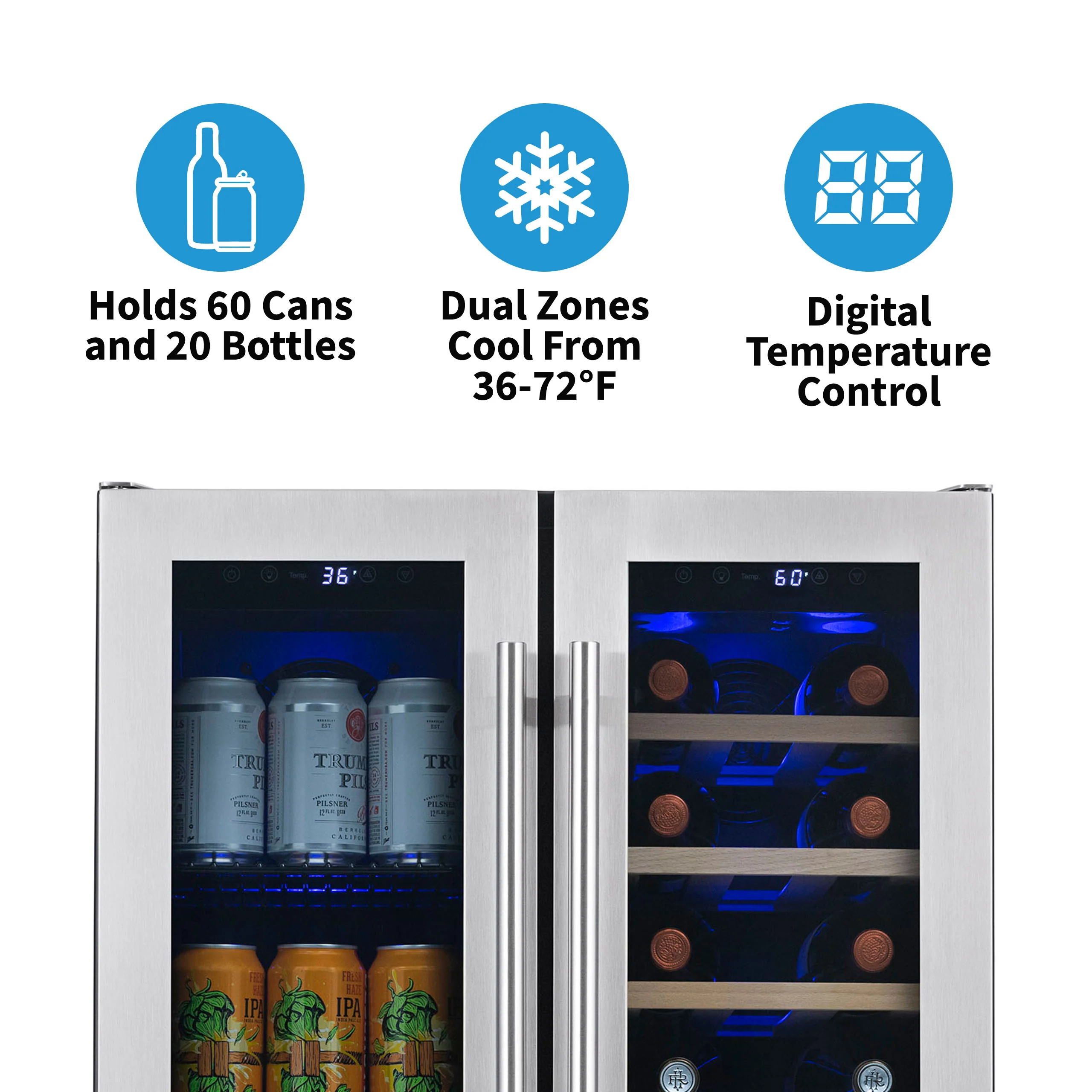 2025 Newair® Refrigerador Premium para Bebidas Empotrable de Doble Zona – 58 Latas y 18 Botellas – 24