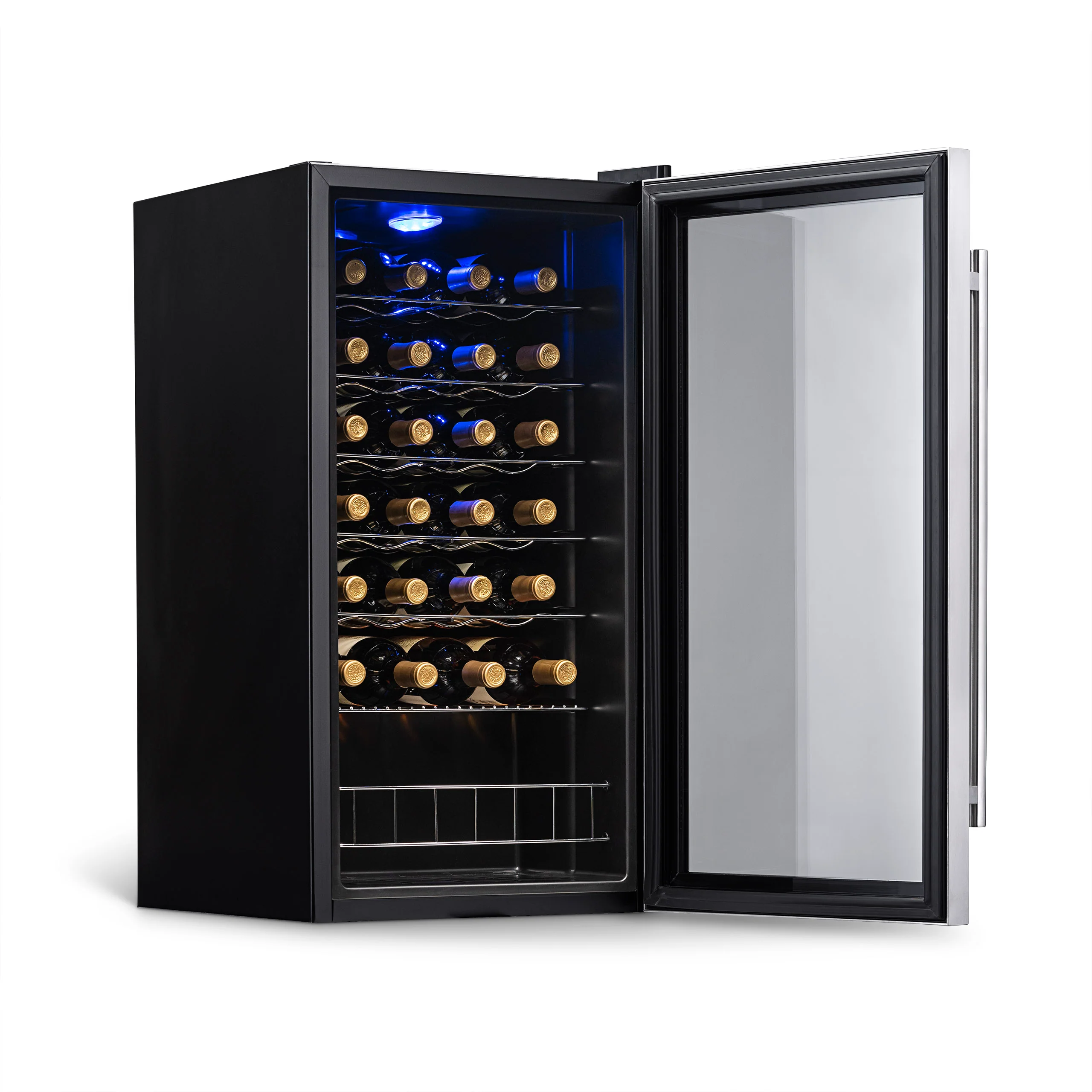 2025 Newair® Refrigerador de Vinos Independiente de Acero Inoxidable – 27 Botellas – 16,9