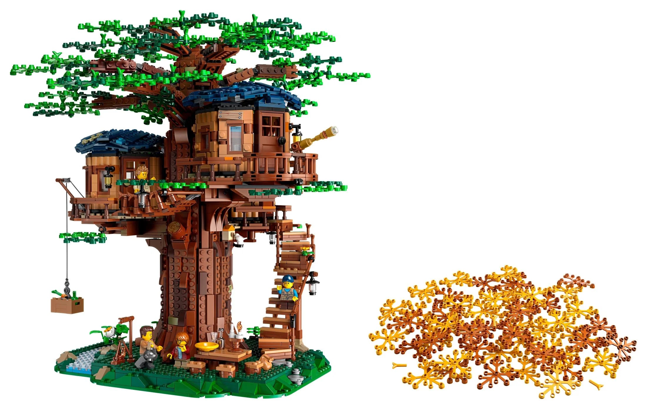 LEGO Ideas Casa del Árbol 21318 – Set de Construcción para Mayores de 16 Años con 3 Cabañas, Hojas Intercambiables, Minifiguras y Figura de Pájaro