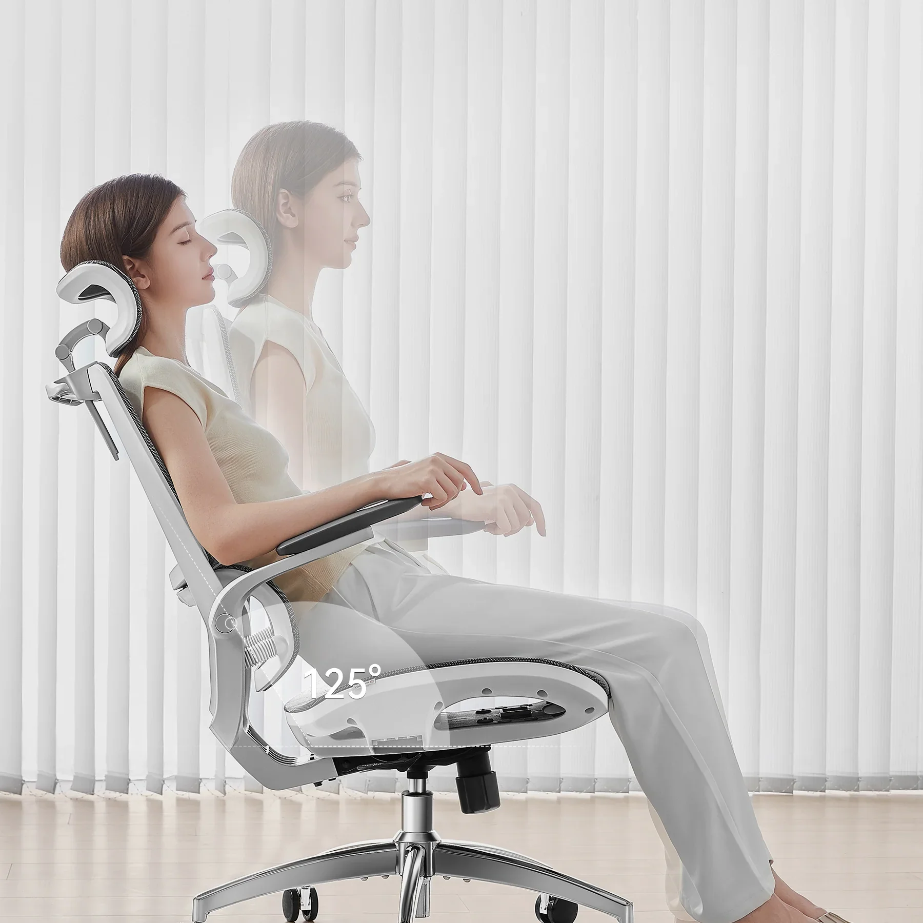 2025 Silla de Oficina Ergonómica Sihoo M59AS con Respaldo de Dos Secciones y Reposabrazos 3D Abatibles