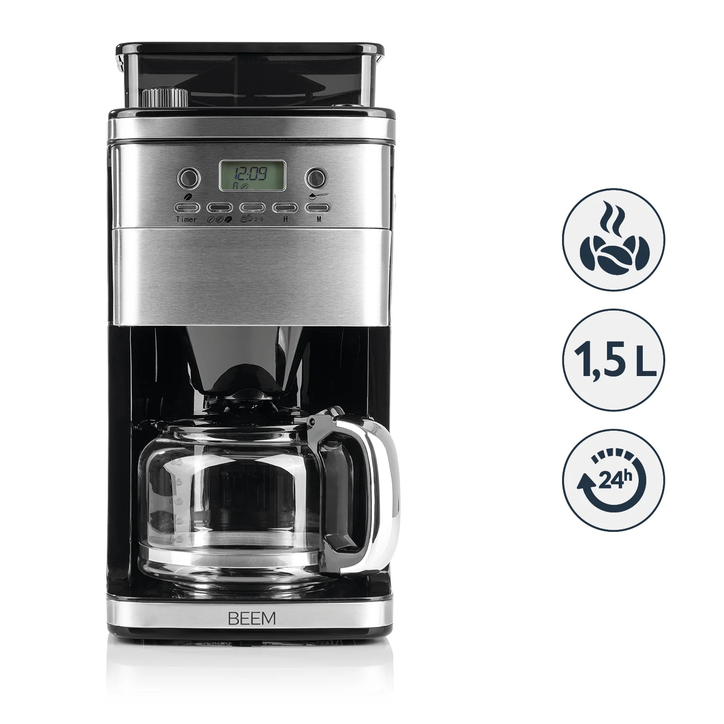 2025 FRESH-AROMA-PERFECT SUPERIOR Cafetera de filtro con molinillo – jarra de vidrio