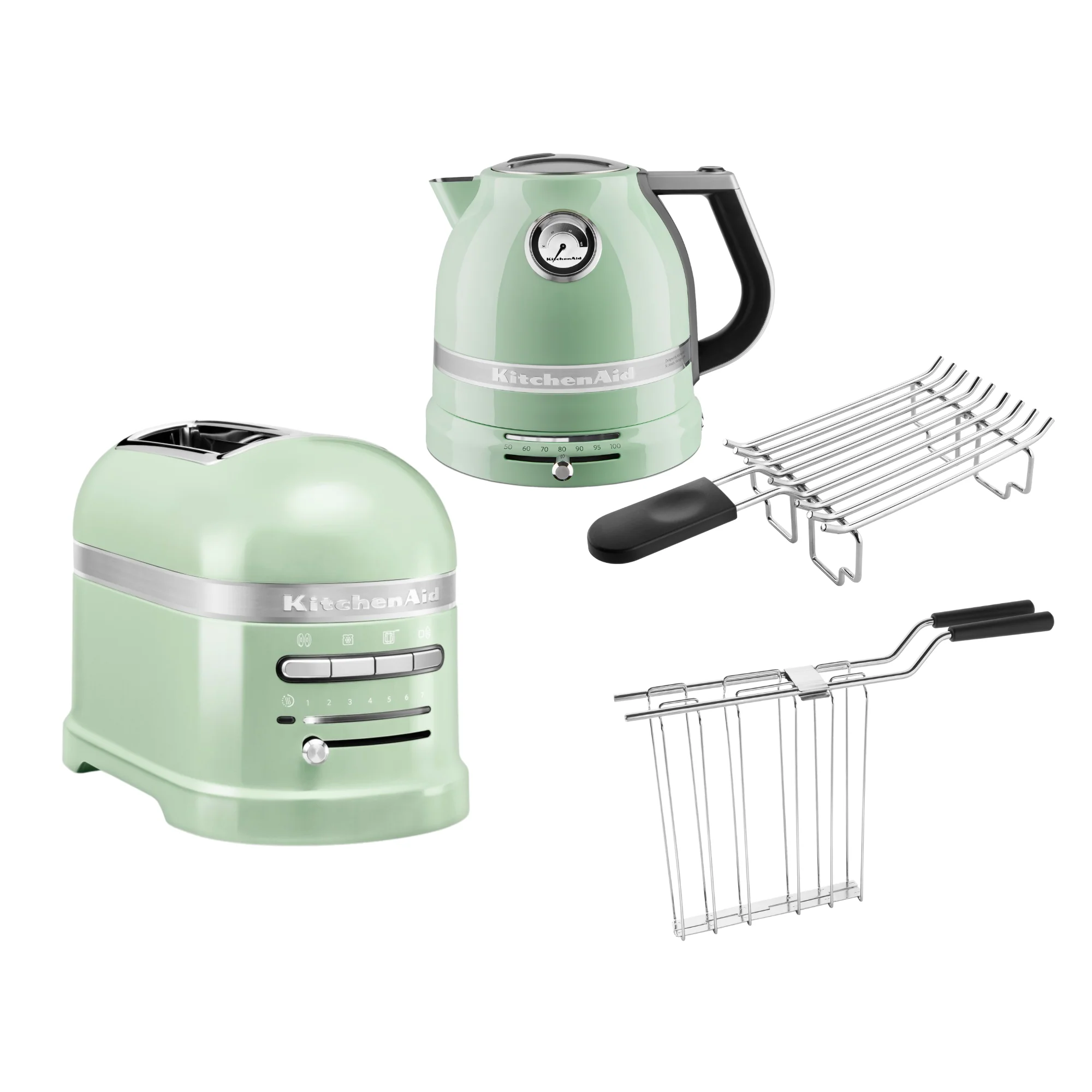 2025 Set de desayuno KitchenAid Artisan con hervidor 5KEK1522, tostadora de 2 ranuras 5KMT2204 y soporte para panecillos