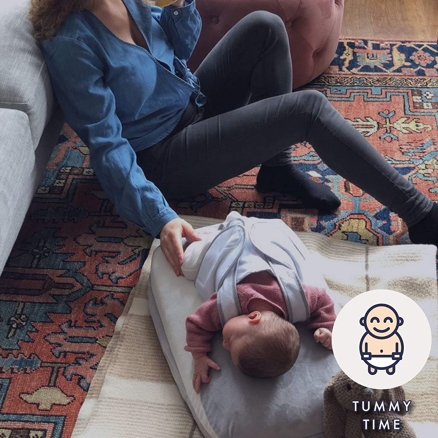 Babocush Nuevo Cojín de Confort para Recién Nacidos con Vibración Suave y Sonido de Latido del Corazón, Ayuda a Prevenir Cólicos, Alivia Gases y Reflujo, Proporciona Tiempo Esencial Boca Abajo