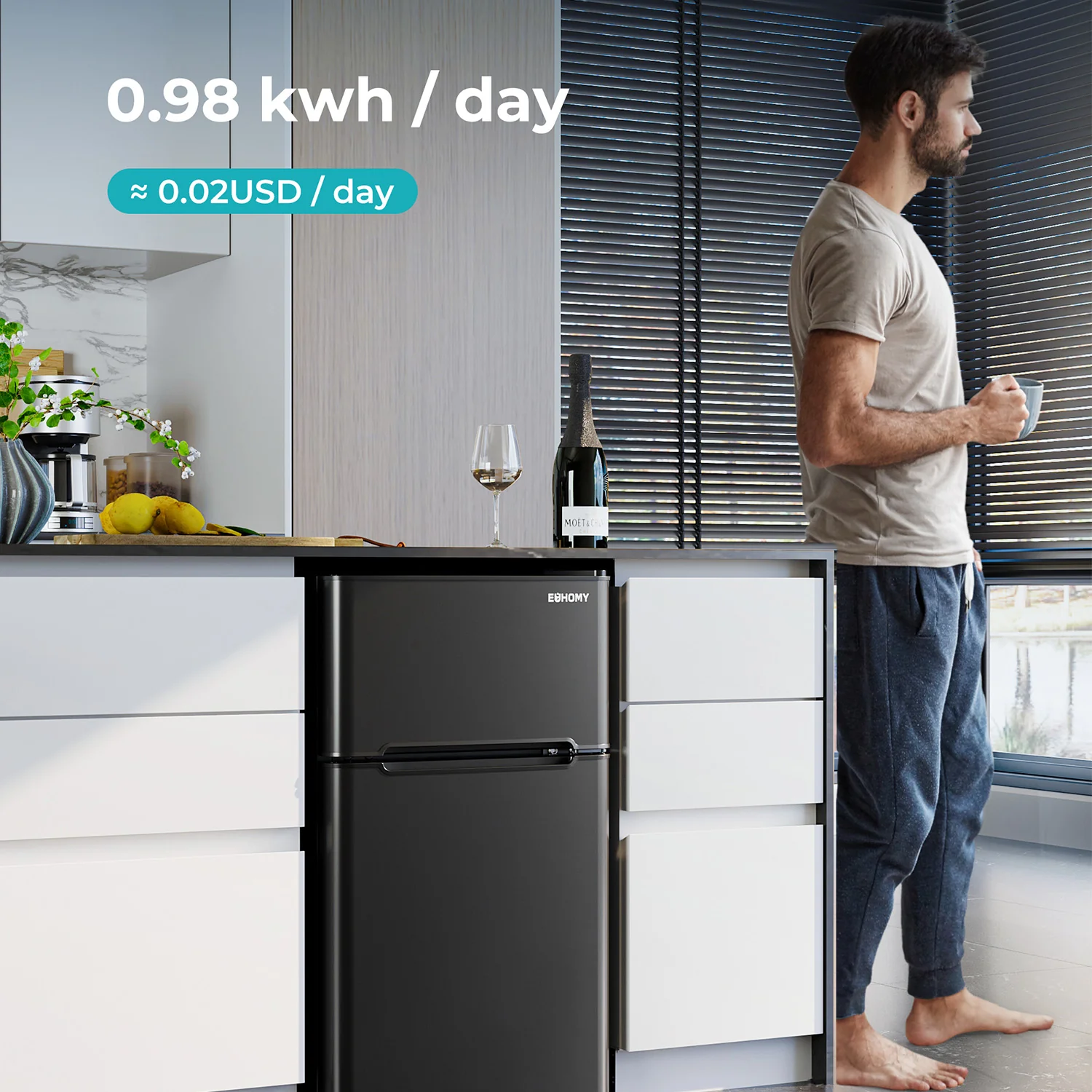 2025 Mini refrigerador EUHOMY de 3,2 pies cúbicos – Empotrable o independiente