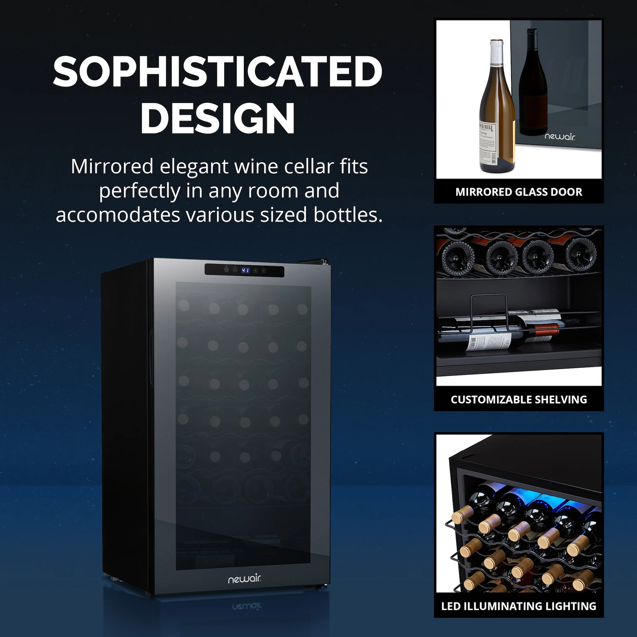 2025 Refrigerador de Vinos Independiente Newair – Negro (34 botellas)