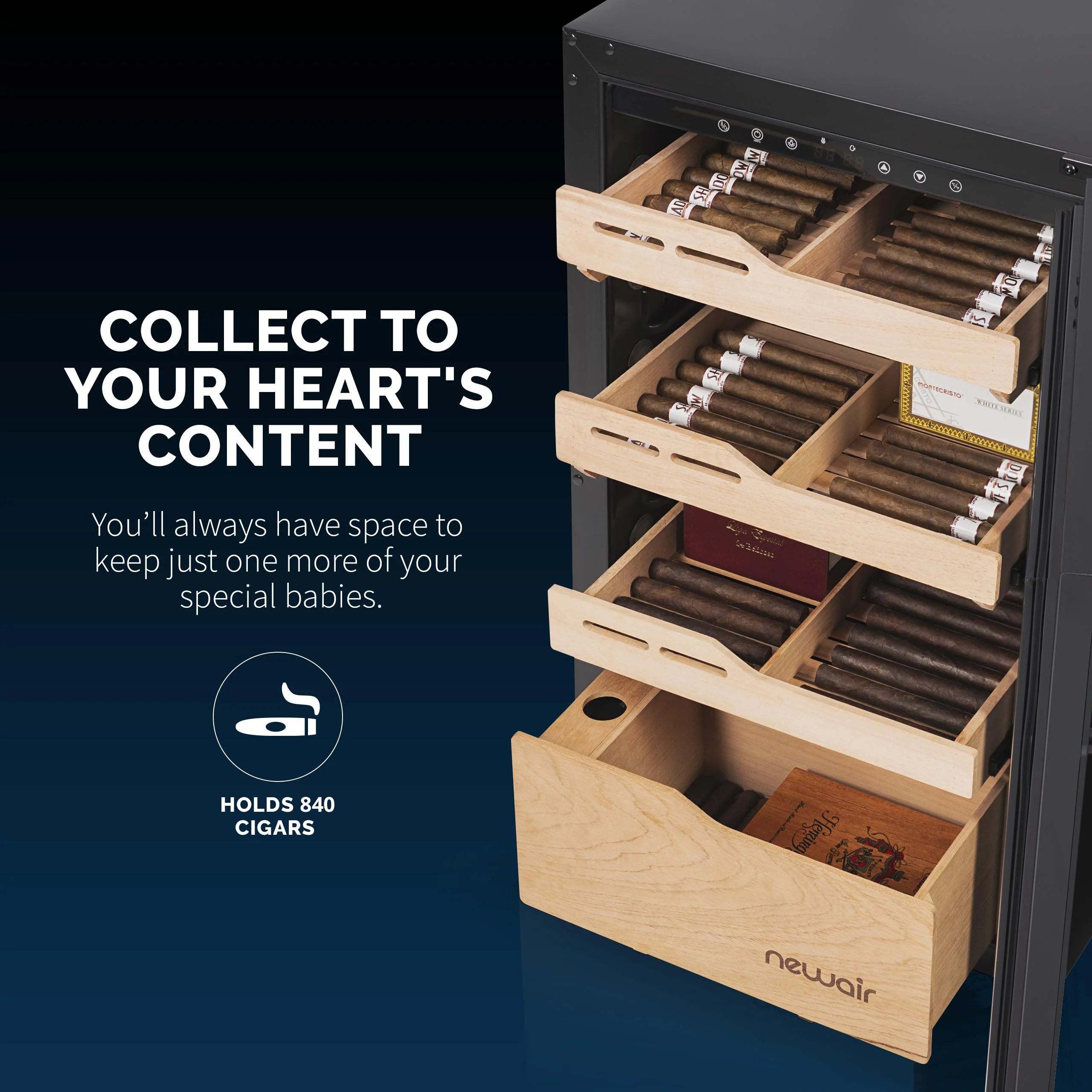 2025 Newair® Humidor Eléctrico para Puros – Gran Capacidad