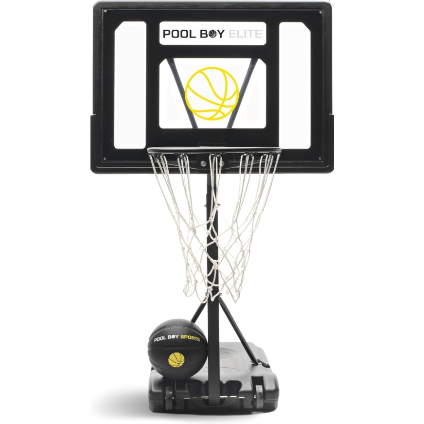 All-In-One Aro de Baloncesto para Piscina – Incluye Balón Compuesto, Bomba de Aire y Herramientas – Set Resistente en Negro Mate – Canasta Ajustable para el Lado de la Piscina – Para Niños, Adolescentes y Adultos