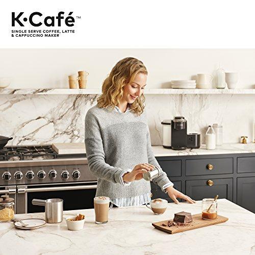 Keurig K-Cafe Cafetera de Una Taza K-Cup, para Café, Latte y Cappuccino, Incluye Espumador Apto para Lavavajillas, Capacidad para Shot de Café, Compatible con Todas las Cápsulas K-Cup, Carbón Oscuro