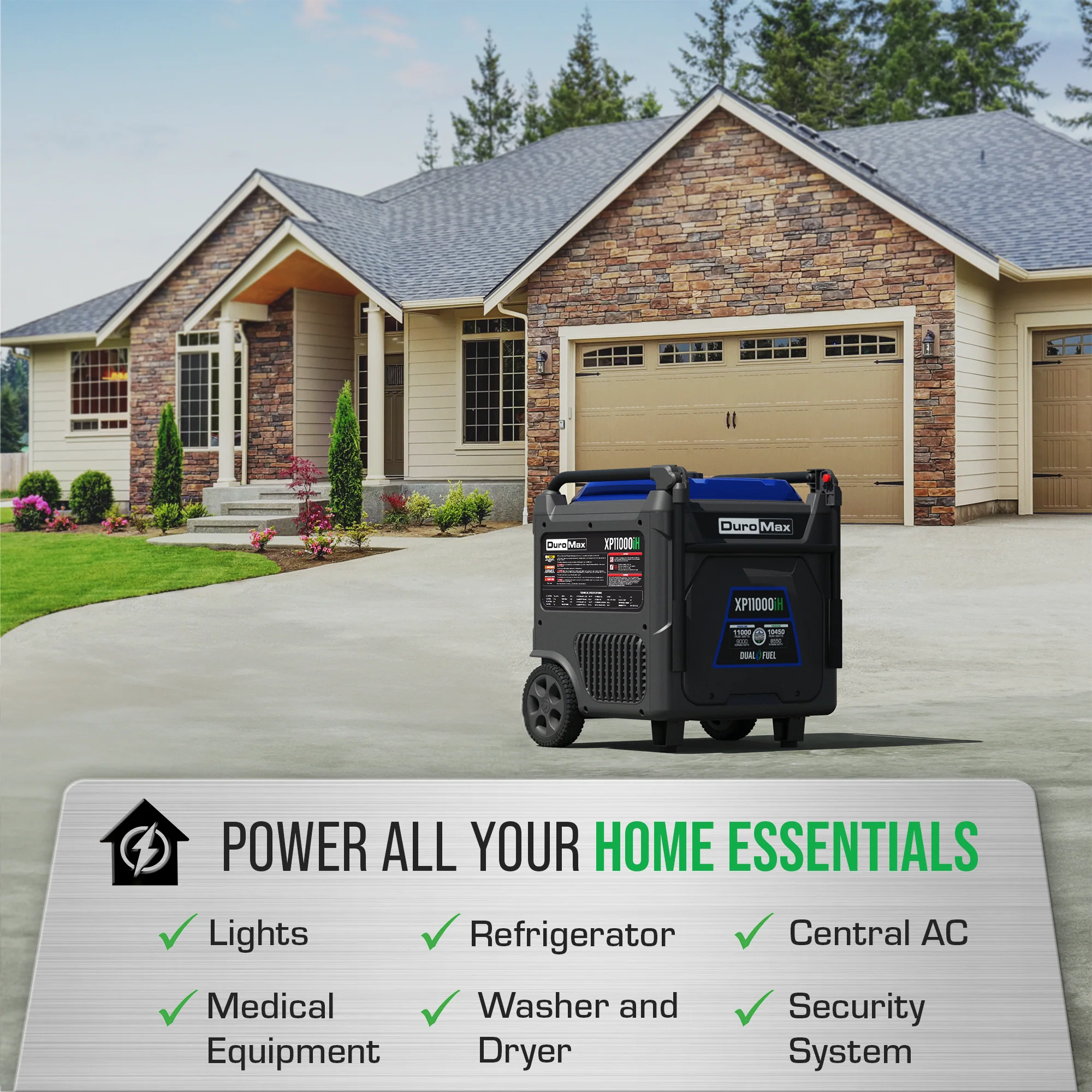 2025 Generador Inverter Portátil Bifuel 11 000 W con Alerta de CO