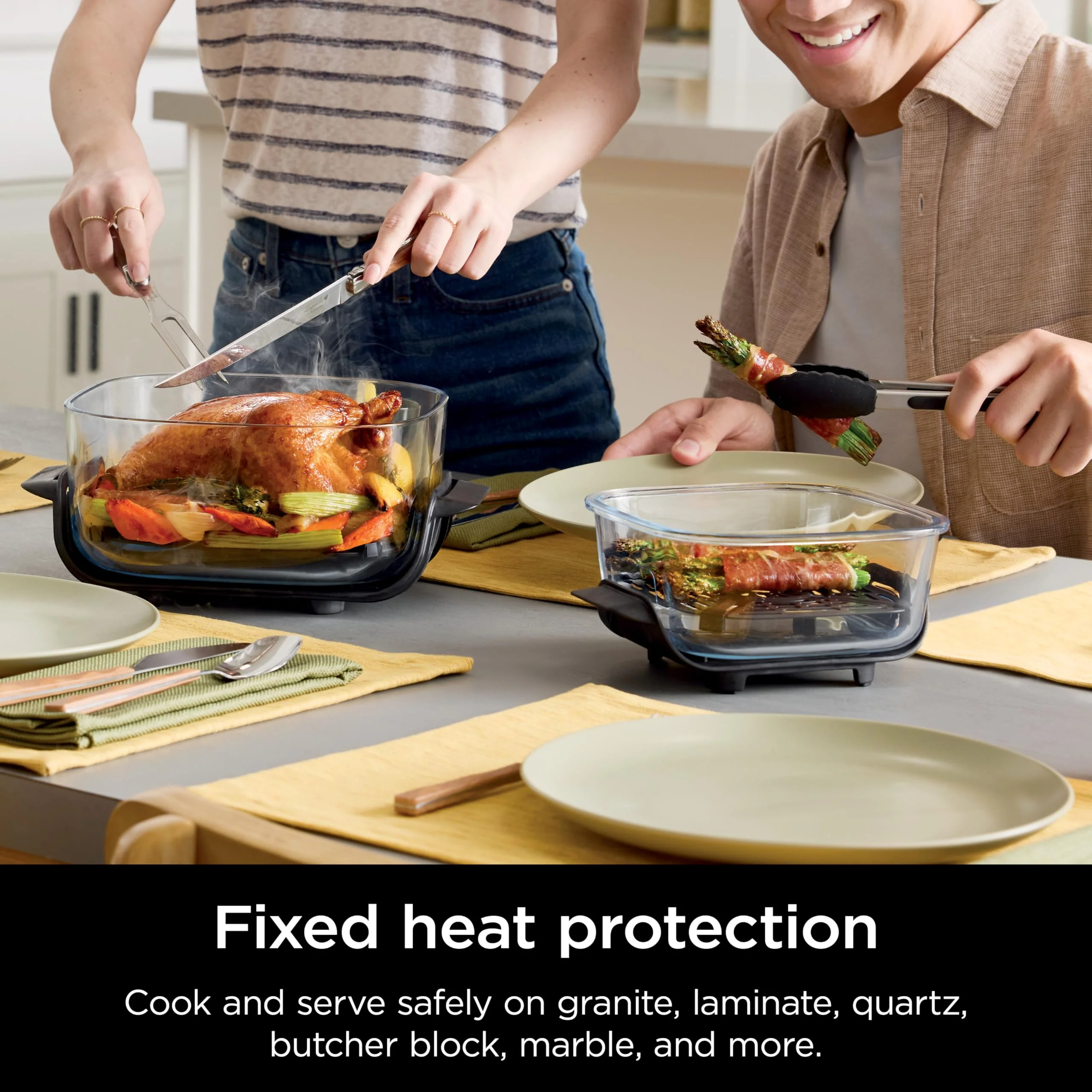 2025 Ninja Crispi Freidora de Aire Caliente, Compatible con Microondas, Congelador y Lavavajillas, Sistema de Cocina Portátil en Vidrio No Tóxico, Recipiente de Vidrio de 1,5 L con 6 Tazas y Tapas