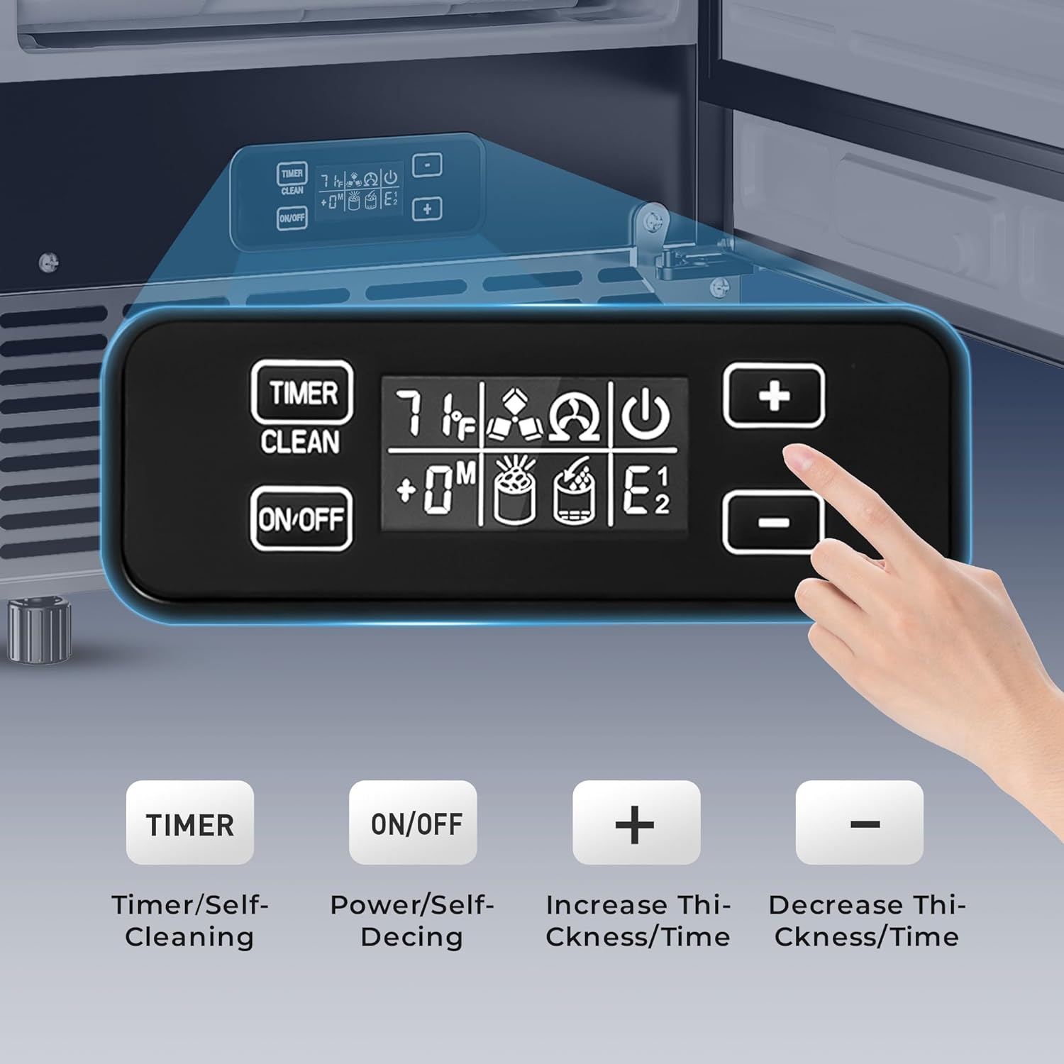 Máquina de Hielo Comercial Bajo Mostrador, 80 lbs/día con 24 lbs de Almacenamiento de Hielo, Bomba de Drenaje Integrada/Limpieza Automática/Ajuste de Temporizador/Pantalla LCD Inteligente, Ideal para Uso Doméstico y Comercial