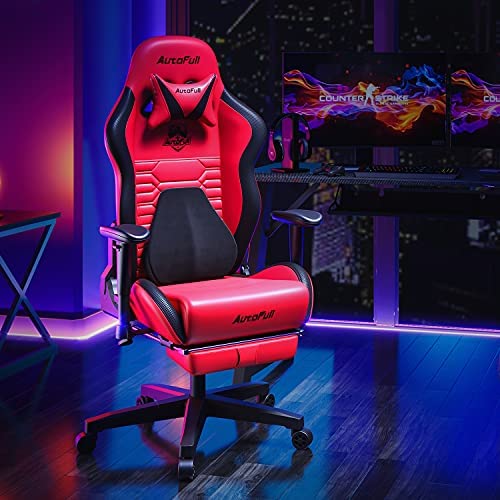 Silla de Oficina Gaming AutoFull con Soporte Lumbar Ergonómico, Estilo Racing, Cuero PU, Alta Respalda, Silla Giratoria Ajustable para PC