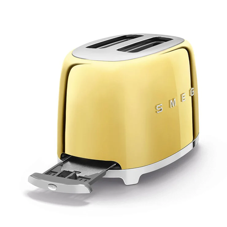2025 Tostadora SMEG TSF01GOUK Retro 2 Rebanadas Estilo Años 50 – Acabado Mate Dorado