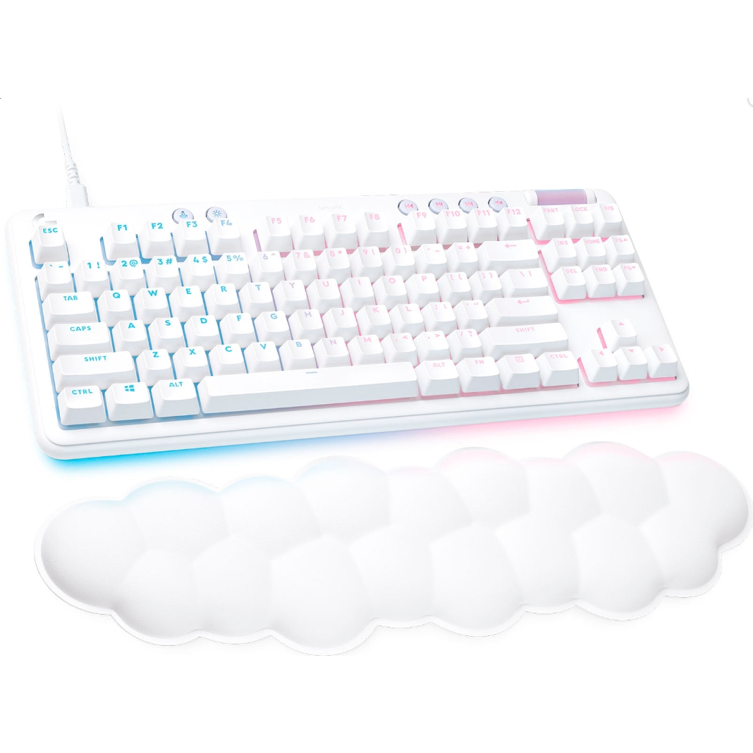 Logitech – Teclado Gaming Mecánico Cableado TKL G713 Aurora Collection con Interruptores Lineales para PC/Mac, con Reposa Palmas Incluido – Blanco Niebla