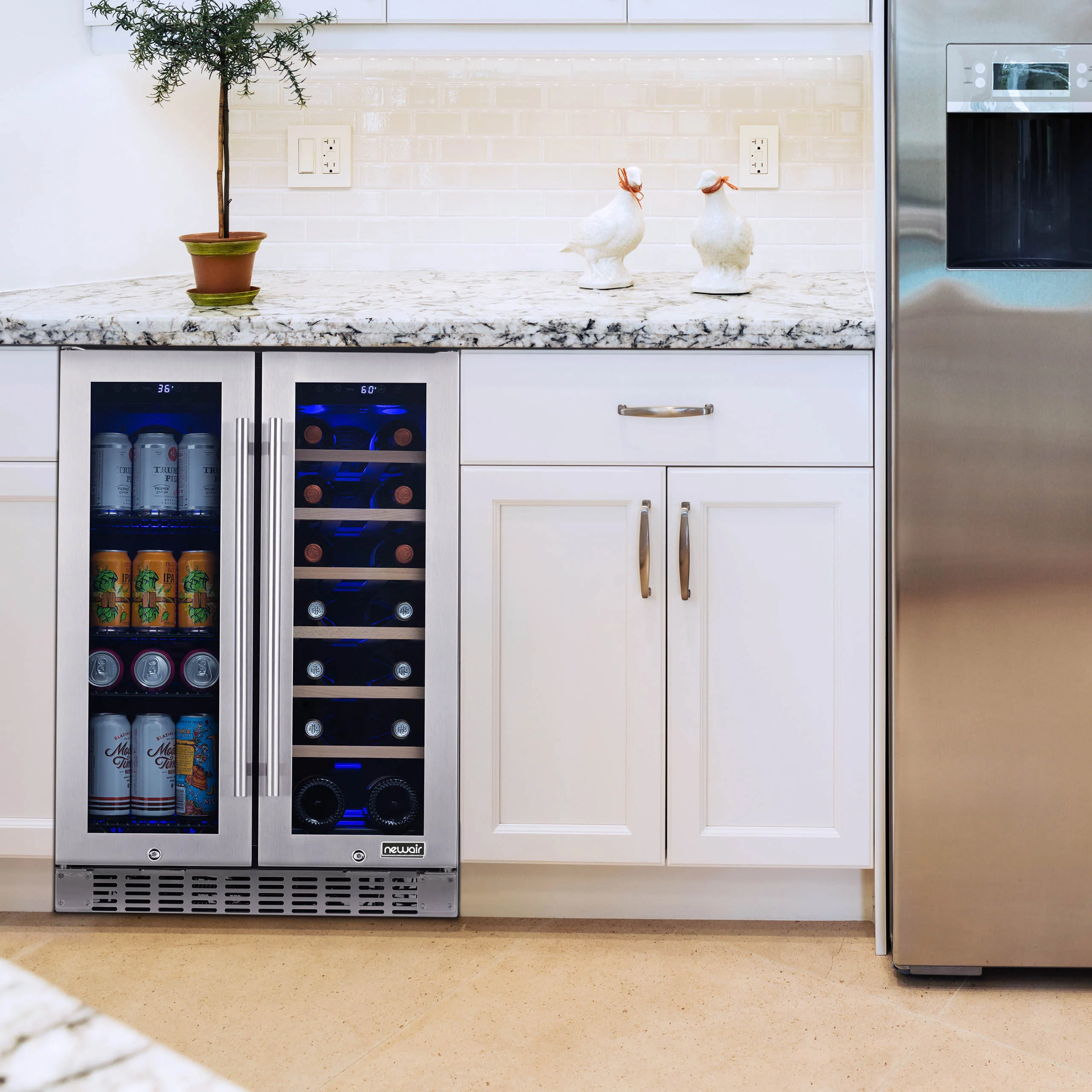 2025 Newair® Refrigerador Premium para Bebidas Empotrable de Doble Zona – 58 Latas y 18 Botellas – 24