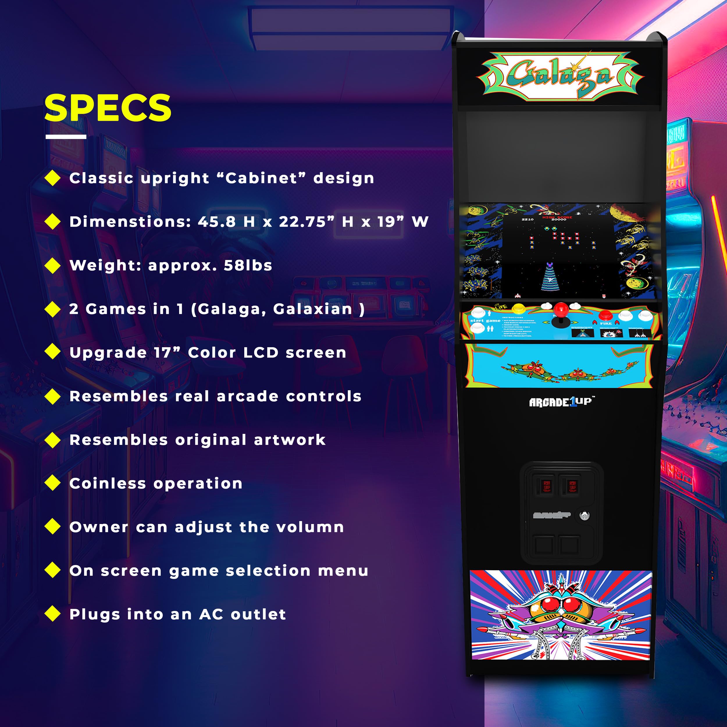Máquina Arcade1Up Gabinete de Pie de 5 Pies de Altura