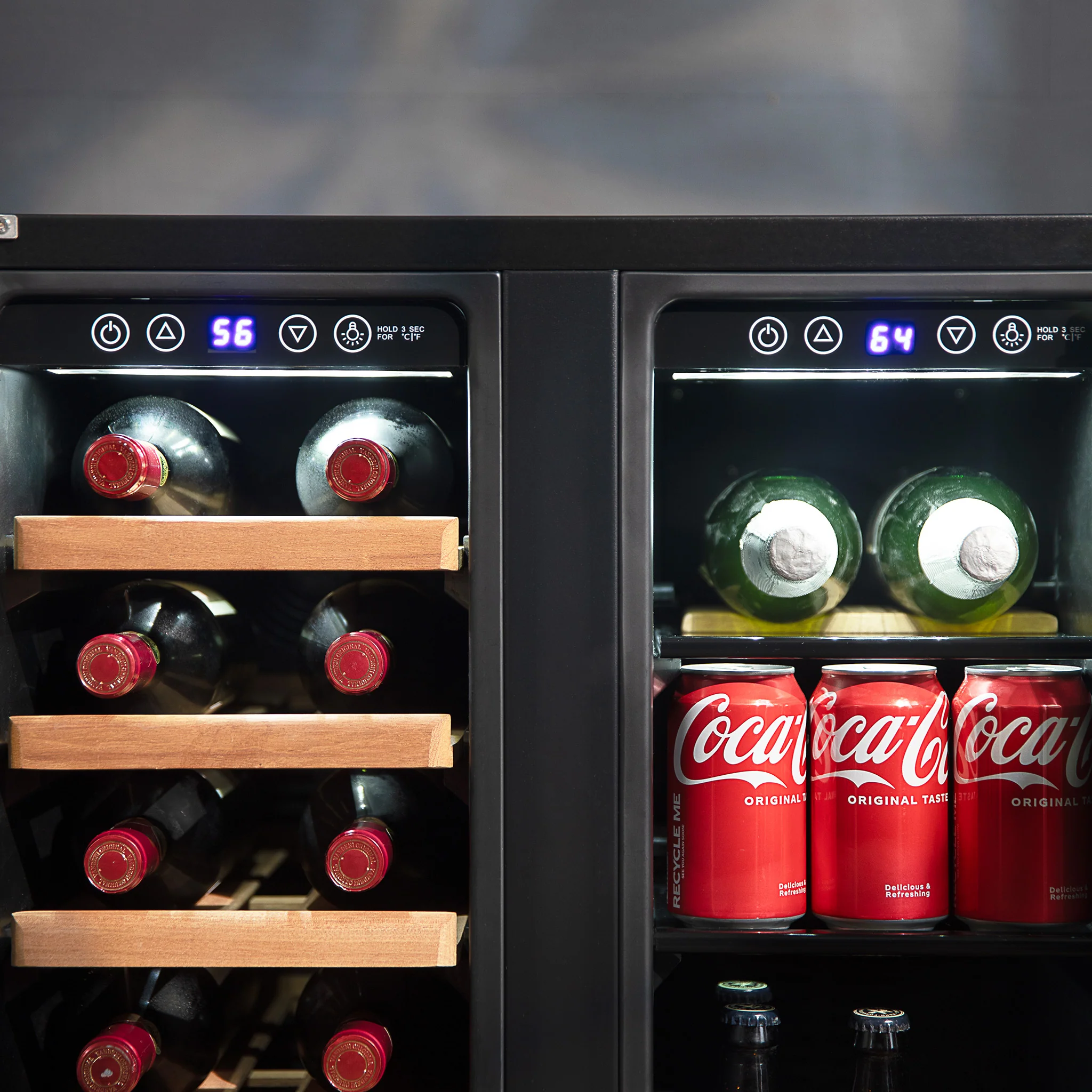 2025 Refrigerador para Vinos y Bebidas Newair – Doble Zona con Puertas Francesas (24 pulgadas)