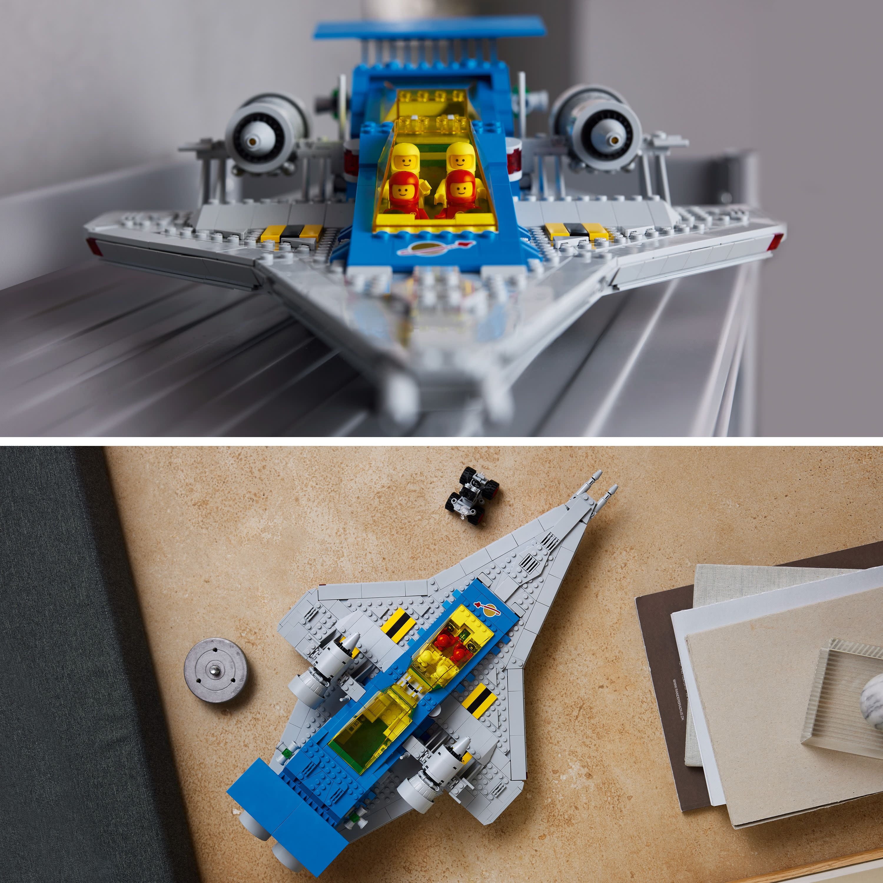 LEGO Icons Explorador Galáctico 10497 – Edición Coleccionable del 90.º Aniversario, Nave Espacial Clásica con Figuras de Astronautas, Set de Construcción para Adultos, Idea de Regalo para Fans del Espacio