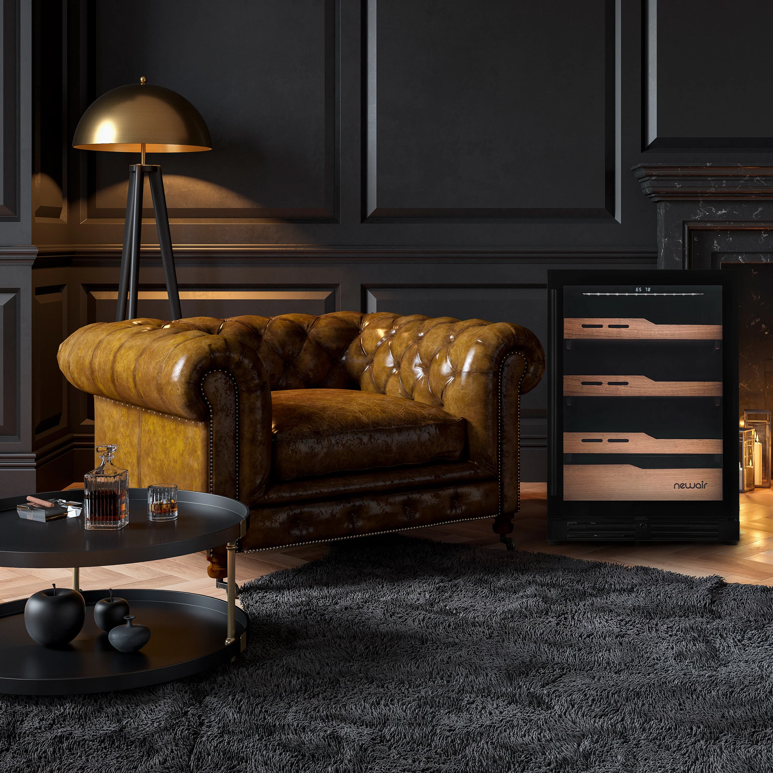 2025 Humidor eléctrico para puros Newair®, capacidad para 1,500 puros, empotrable o independiente