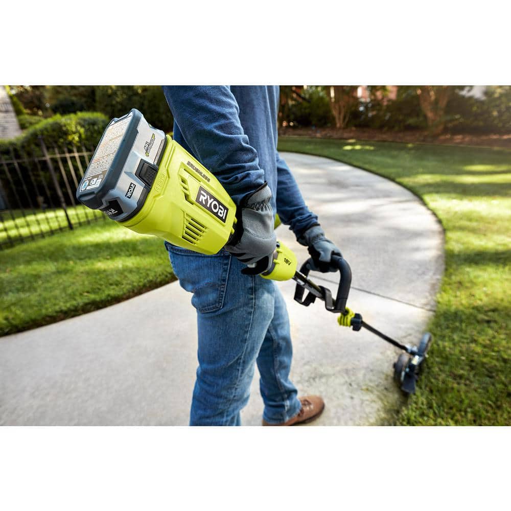 2025 Recortadora de Hilo Inalámbrica Ryobi ONE+ 18V Brushless de 15 Pulgadas con Batería de 4.0 Ah y Cargador P20110