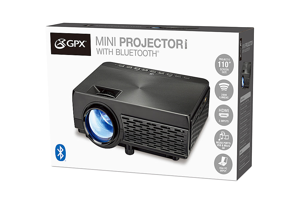 2025 Proyector LED GPX PJ300B con Bluetooth – Negro