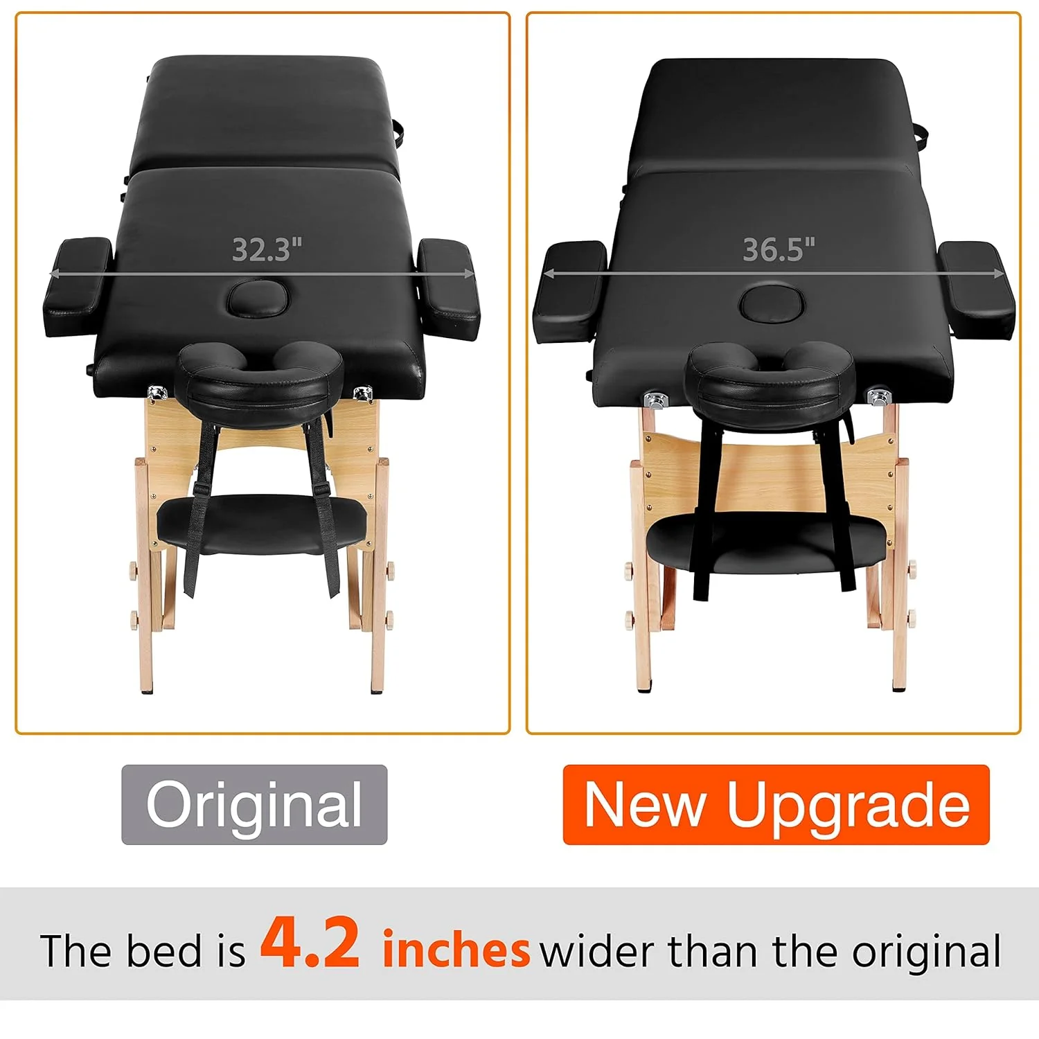 Mesa de Masajes Yaheetech – Mesa Plegable Portátil para Tratamientos, Pestañas, Spa – Mesa de Masaje Ajustable en 2 Secciones con Bolsa No Tejida, 24 pulgadas, Negra