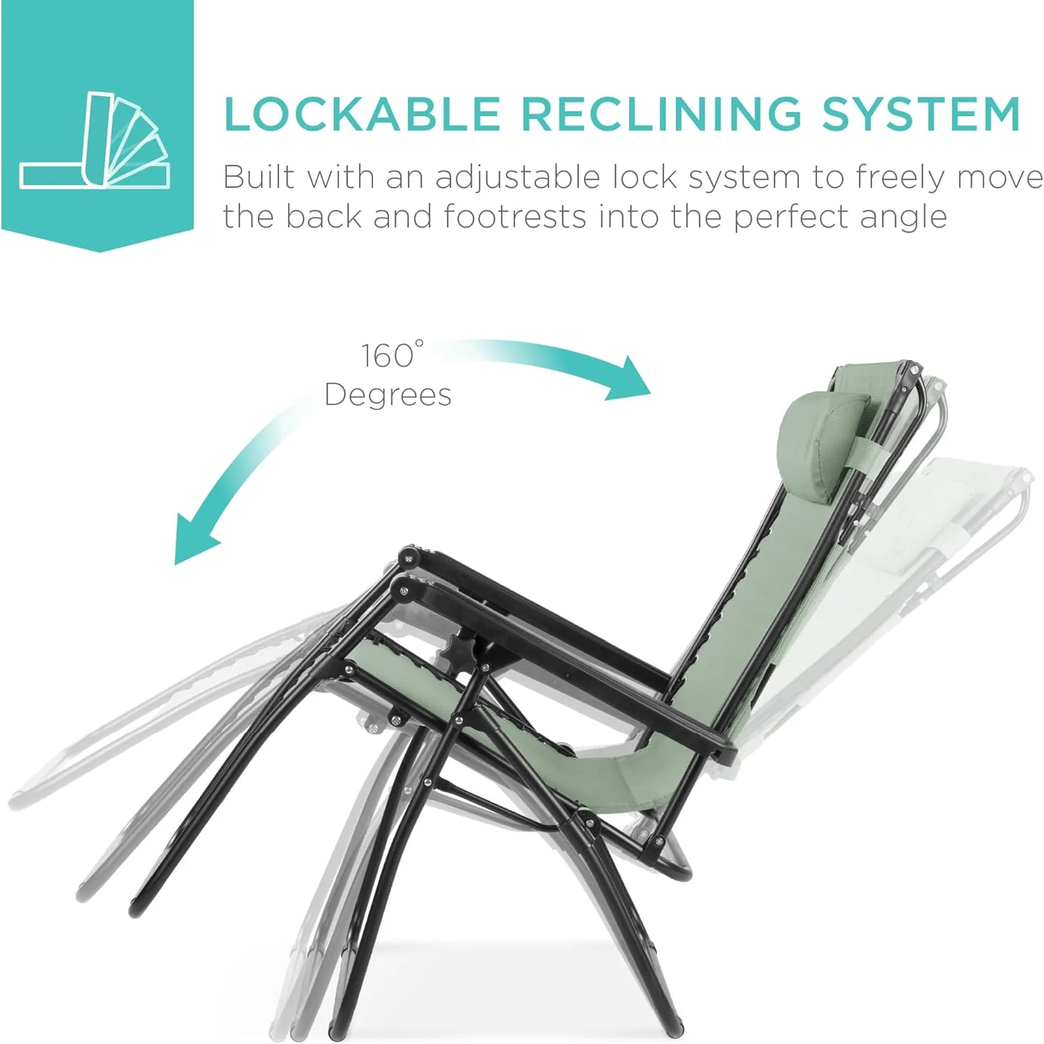 Best Choice Products – Silla Reclinable de Patio con Gravedad Cero, Ajustable y Plegable para Exteriores con Dosel, Almohada Cervical y Bandeja Lateral, Textileno – Azul Pavo Real