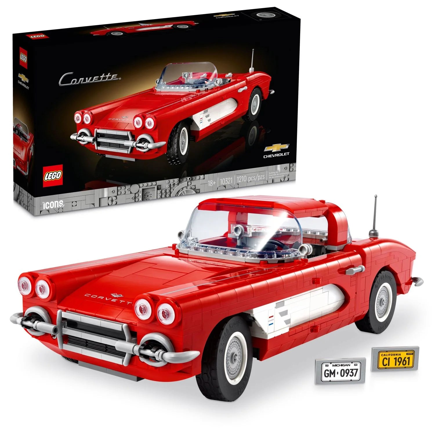 LEGO Icons Corvette 10321 – Set de Construcción de Coche Clásico para Adultos, Idea de Regalo para Amantes de los Autos Clásicos, Construye y Exhibe esta Réplica de un Icónico Auto Americano