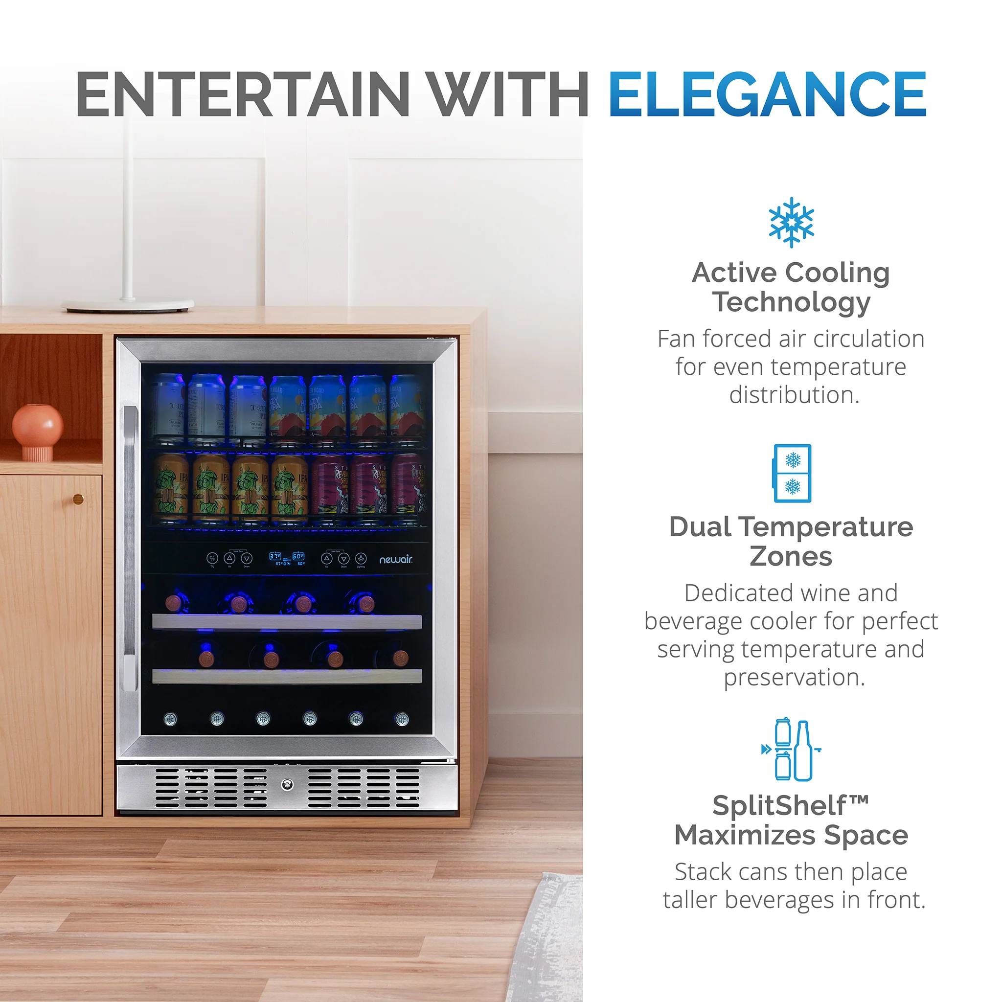 2025 Newair® Refrigerador Empotrable de Doble Zona para 70 Latas y 20 Botellas - 24