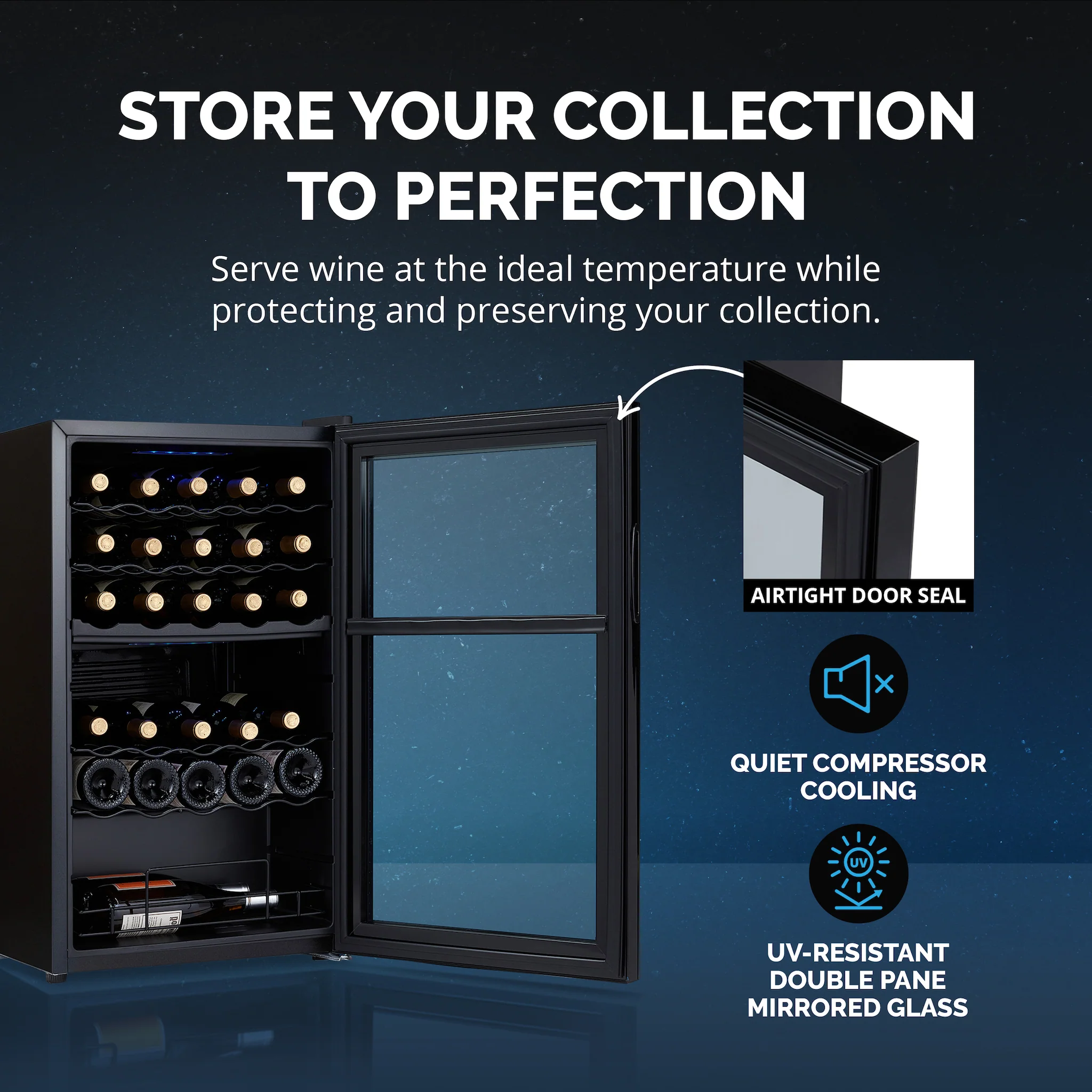 2025 Refrigerador de Vinos Independiente Newair® Negro – 33 Botellas, Doble Zona – 19,5