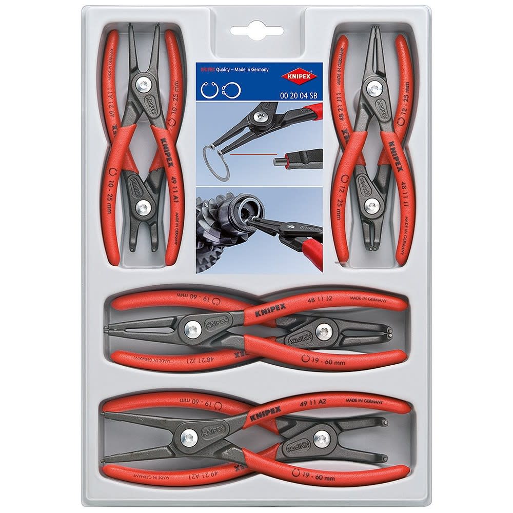 Juego de Pinzas de Precisión para Anillos de Retención Knipex 305mm 8 piezas