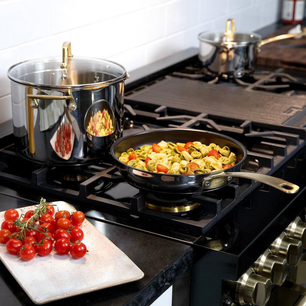 Set de Cocina de 10 Piezas No Tóxico en Acero Inoxidable con 3 Piezas de Cerámica Antiadherente ZLINE (CWSETL-NS-10)
