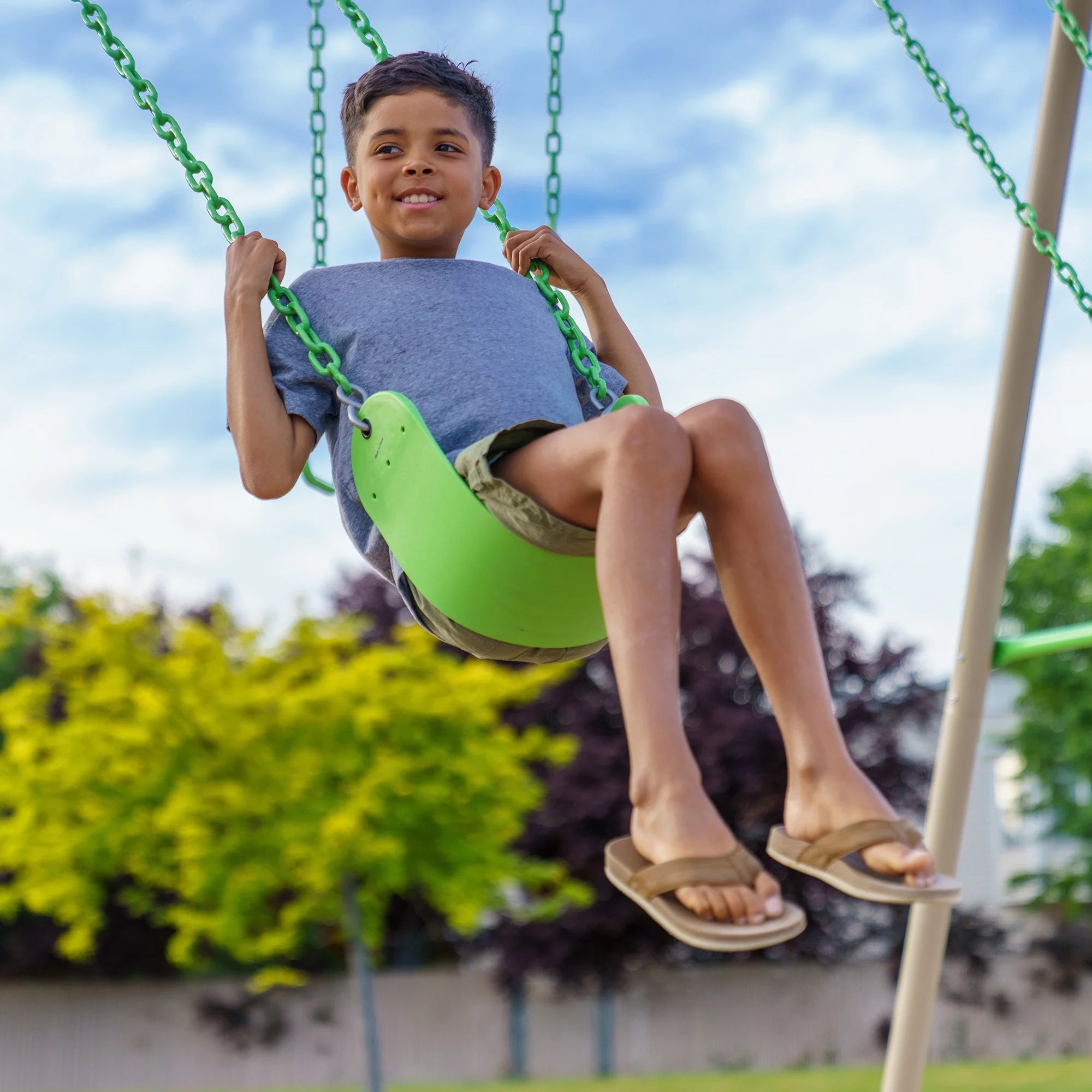 2025 Set de Columpios de Metal para Niños Lifetime con 2 Columpios de Cinta y Barra de Trapecio – 9 pies (91206)