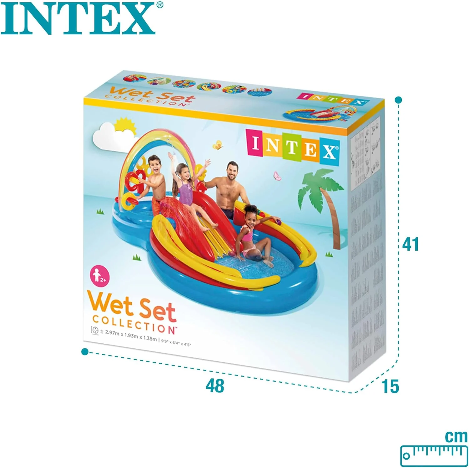 Intex Área de Juego Inflable Jungle Adventure – Piscina con Tobogán y Juegos de Agua para Niños