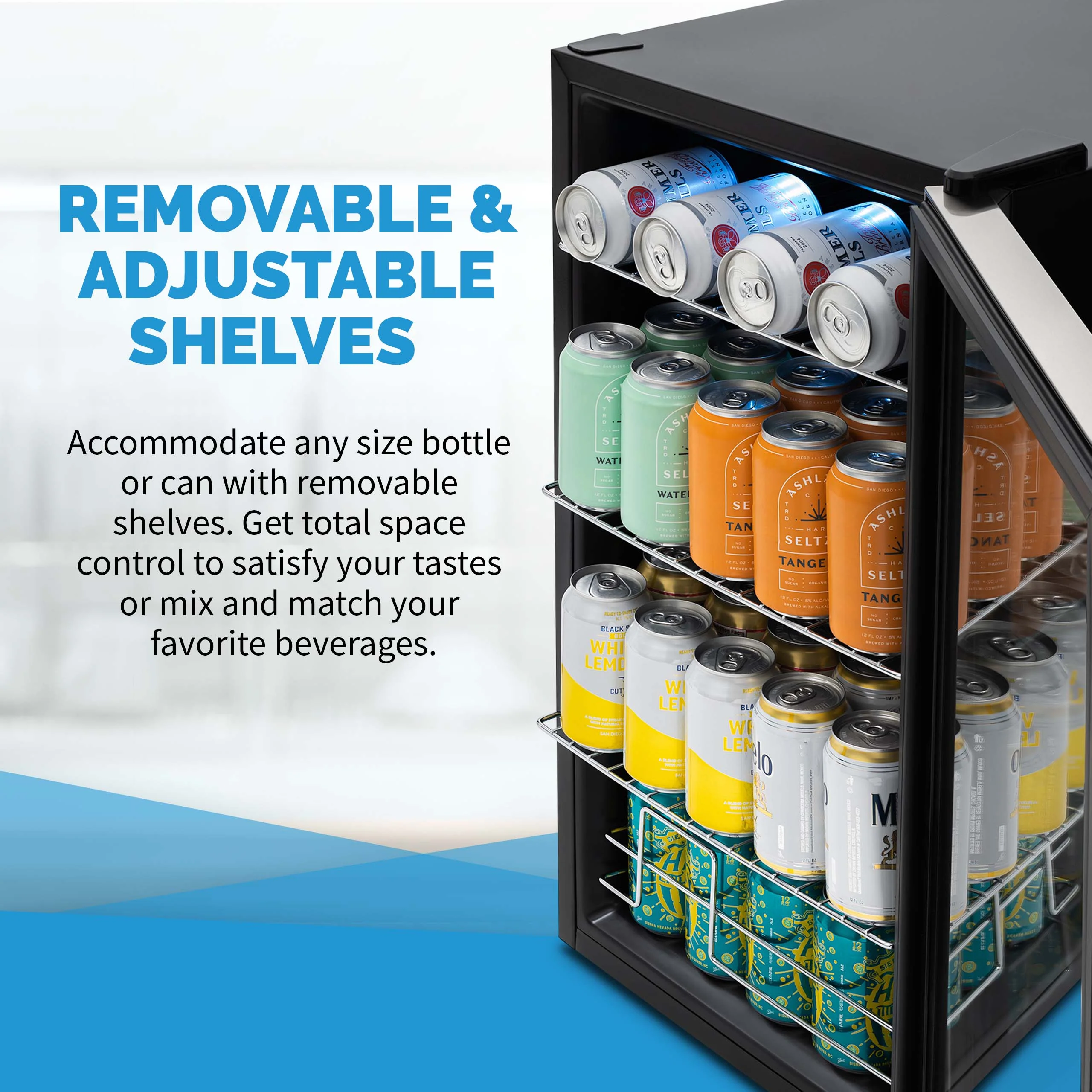 2025 Newair® Refrigerador de Bebidas Independiente de Acero Inoxidable – 100 Latas – 16,93”