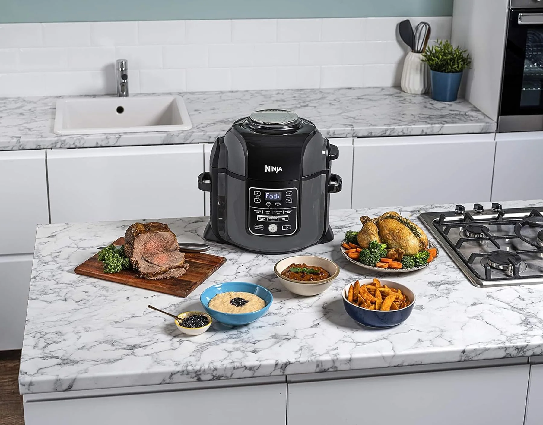 2025 Ninja Multicooker Foodi OP350UK, 9 en 1, 6 L, olla a presión eléctrica y freidora de aire, acero cepillado y negro