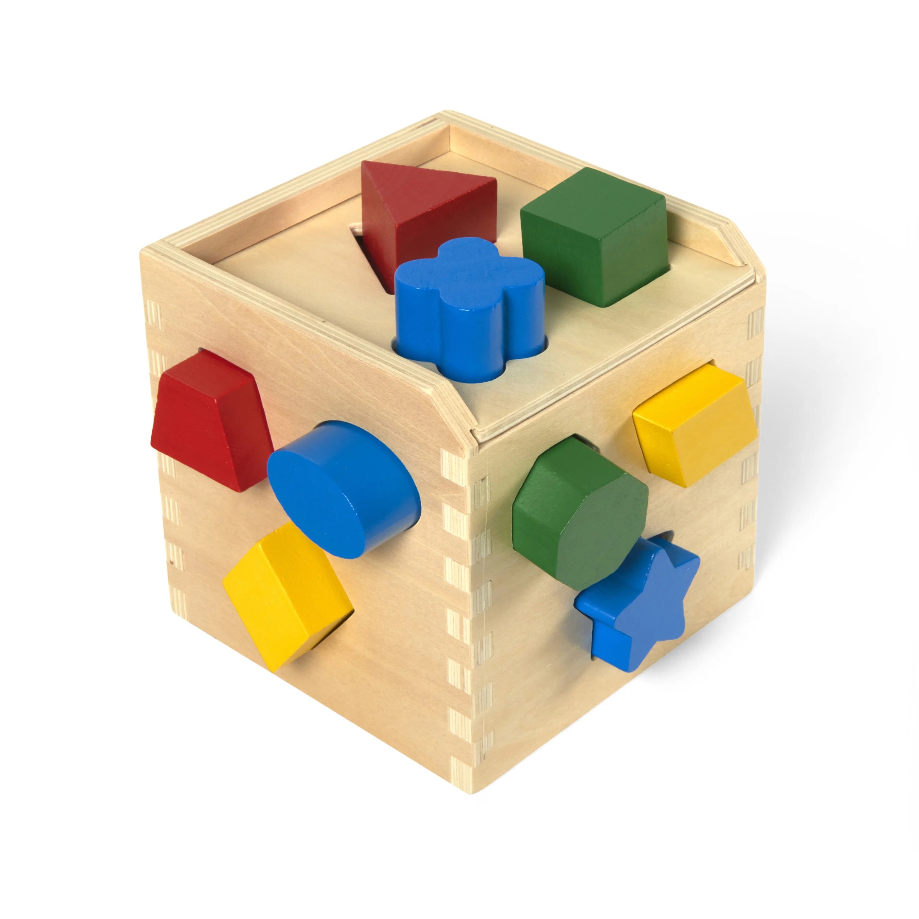 Melissa & Doug Cubo de Clasificación de Formas – Juguete Clásico de Madera con 12 Formas