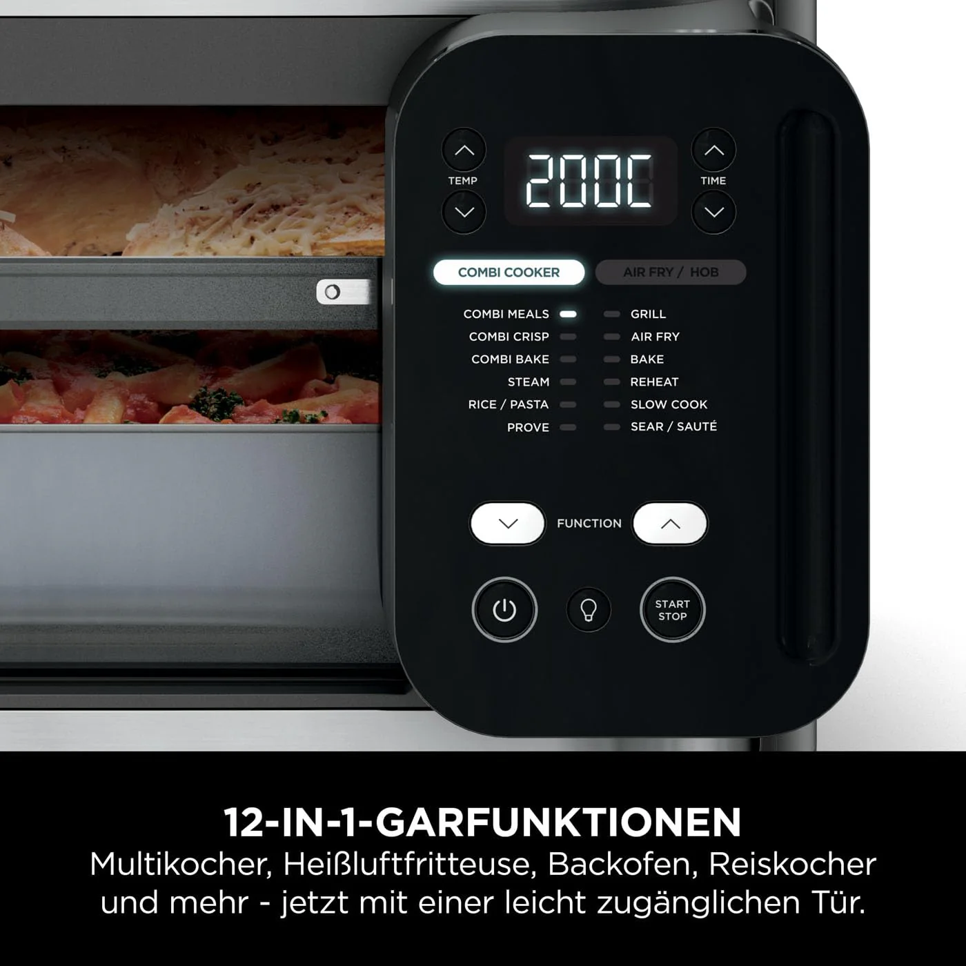 2025 Ninja Combi Multicooker 12 en 1, Horno y Freidora de Aire Caliente, 12 Funciones de Cocción, Air Fryer y Parrilla, Preparación en 15 Min*, con Plancha, Sartén, Rejilla Crisper, Guía de Recetas, Gris, SFP700EU