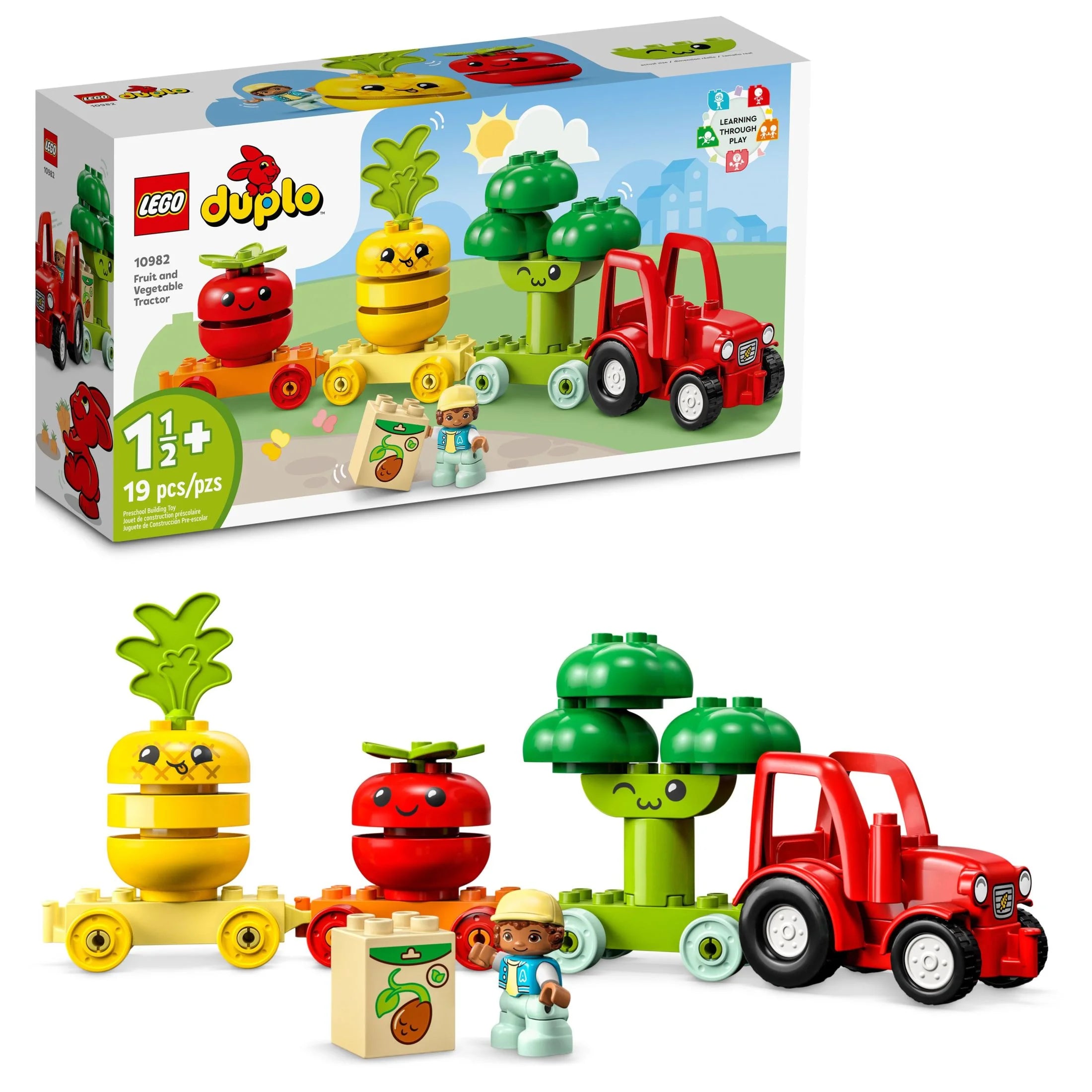 LEGO DUPLO Mi Primer Tractor de Frutas y Verduras 10982, Juguete de Apilamiento y Clasificación de Colores para Bebés y Niños Pequeños de 1.5 a 3 Años, Set Educativo para el Aprendizaje Temprano