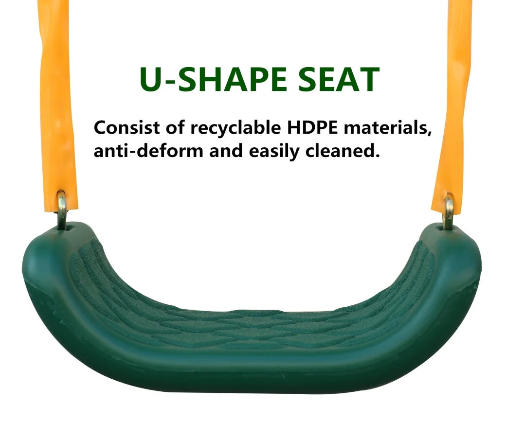 2025 Set de columpios con estructura metálica en A, resbaladilla y columpios curvados en forma de U para jardín, azul/verde/naranja