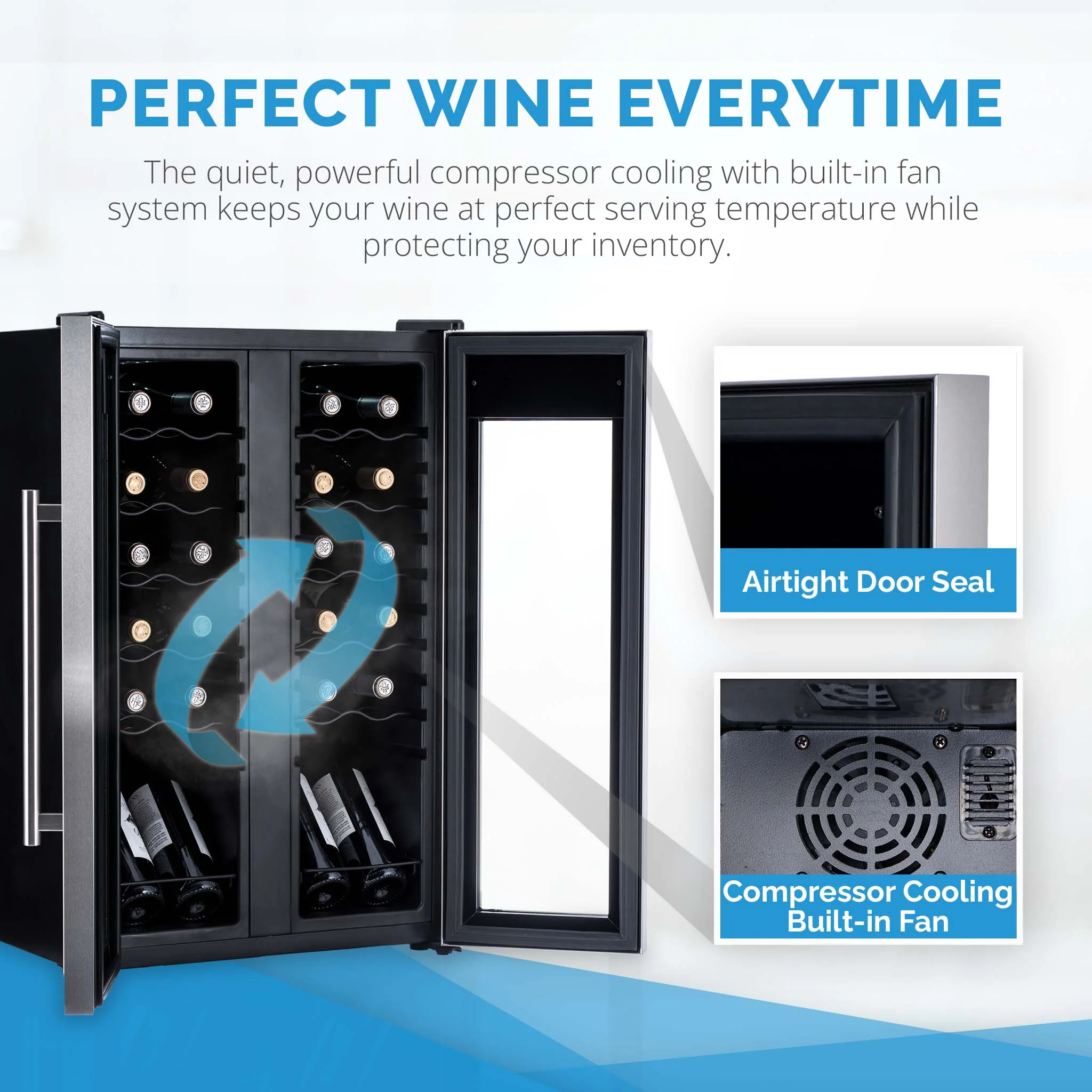 2025 Refrigerador de Vinos Independiente Newair® de Acero Inoxidable – 24 Botellas – 20
