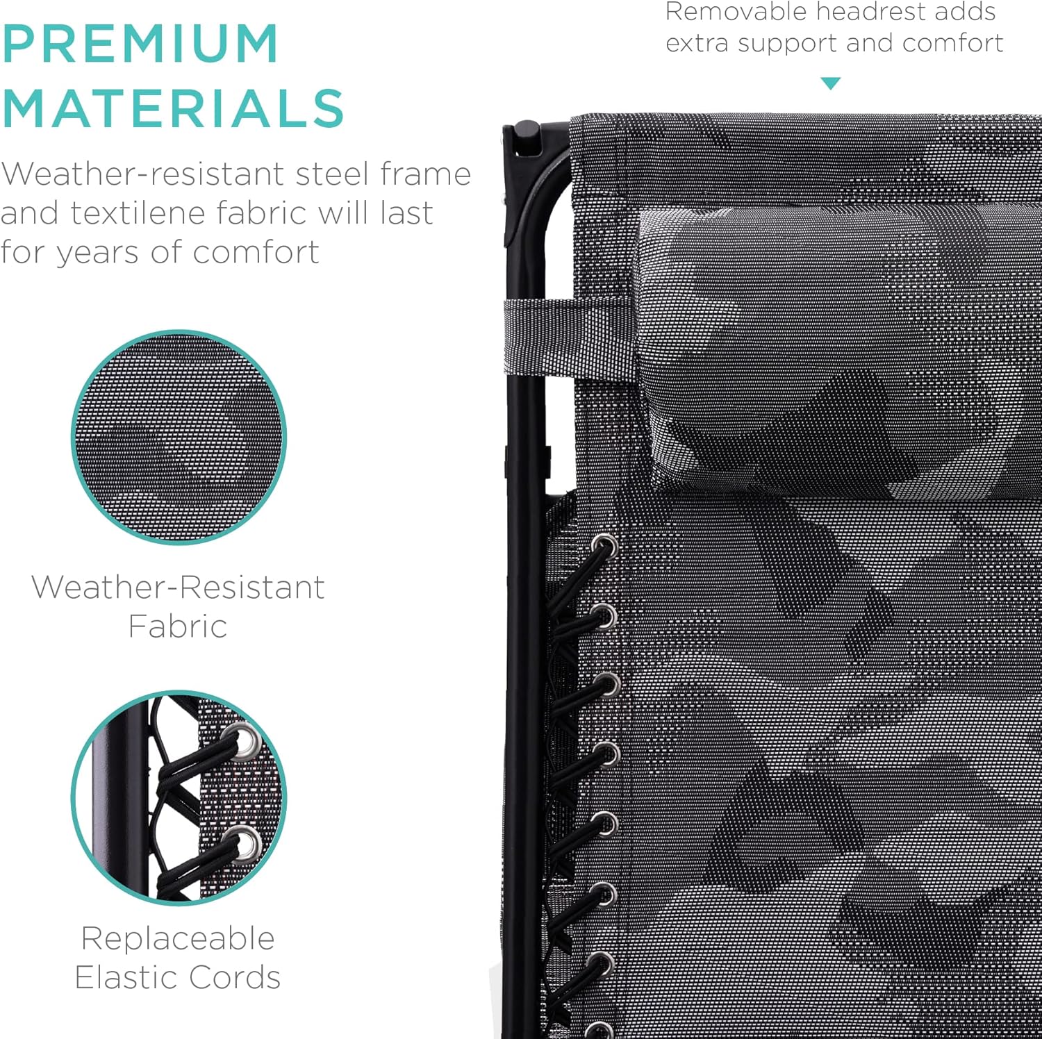 Best Choice Products – Silla Reclinable de Patio con Gravedad Cero, Ajustable y Plegable para Exteriores con Dosel, Almohada Cervical y Bandeja Lateral, Textileno – Azul Pavo Real