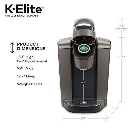 Cafetera Keurig K-Elite, para una taza, con cápsulas K-Cup, con capacidad para café helado, acabado Slate Cepillado