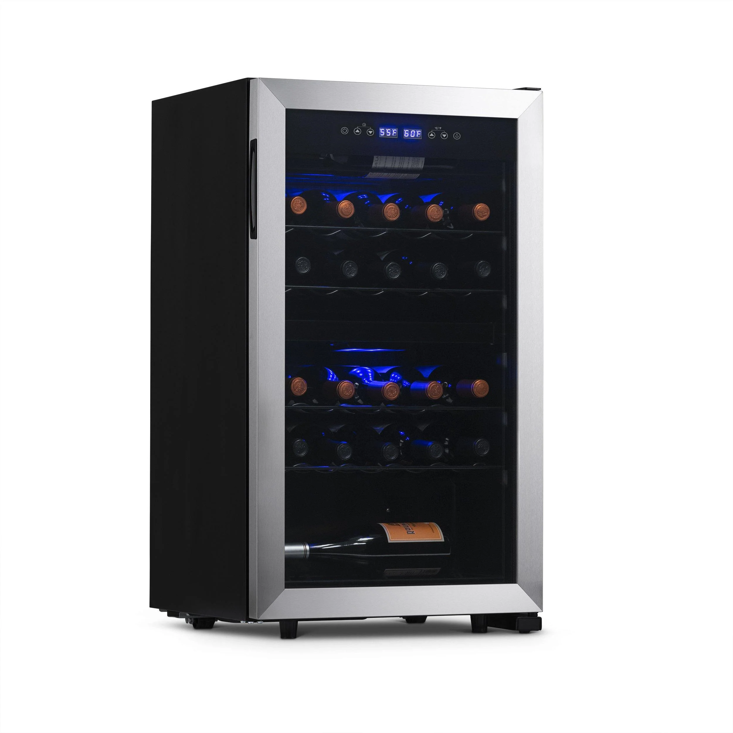 2025 Refrigerador de Vinos Independiente Newair® – 28 Botellas (48 cm), Doble Zona, Acero Inoxidable