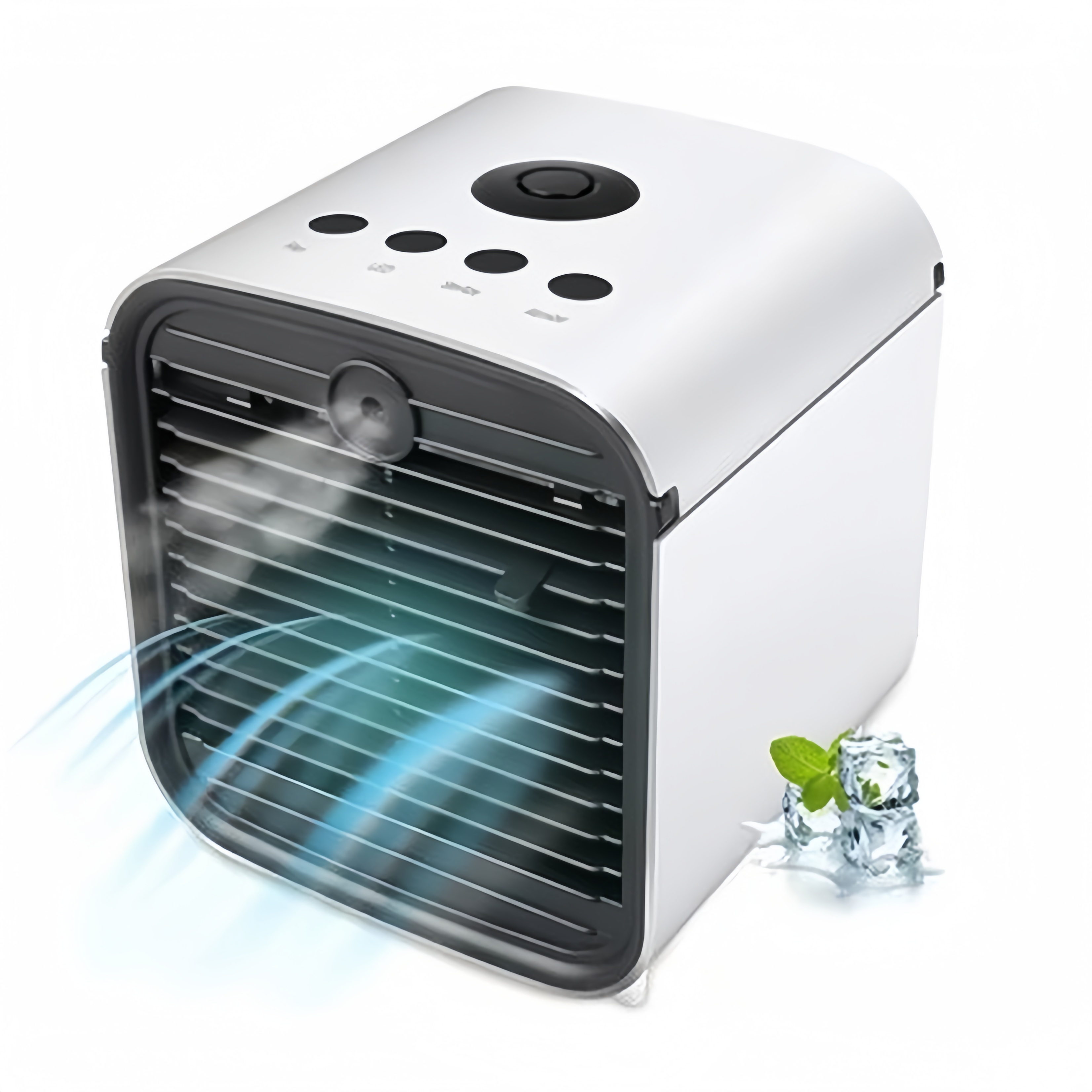 Mini Ventilador Multifuncional de Aire Acondicionado con LED, Humidificador, Purificador de Aire con Batería