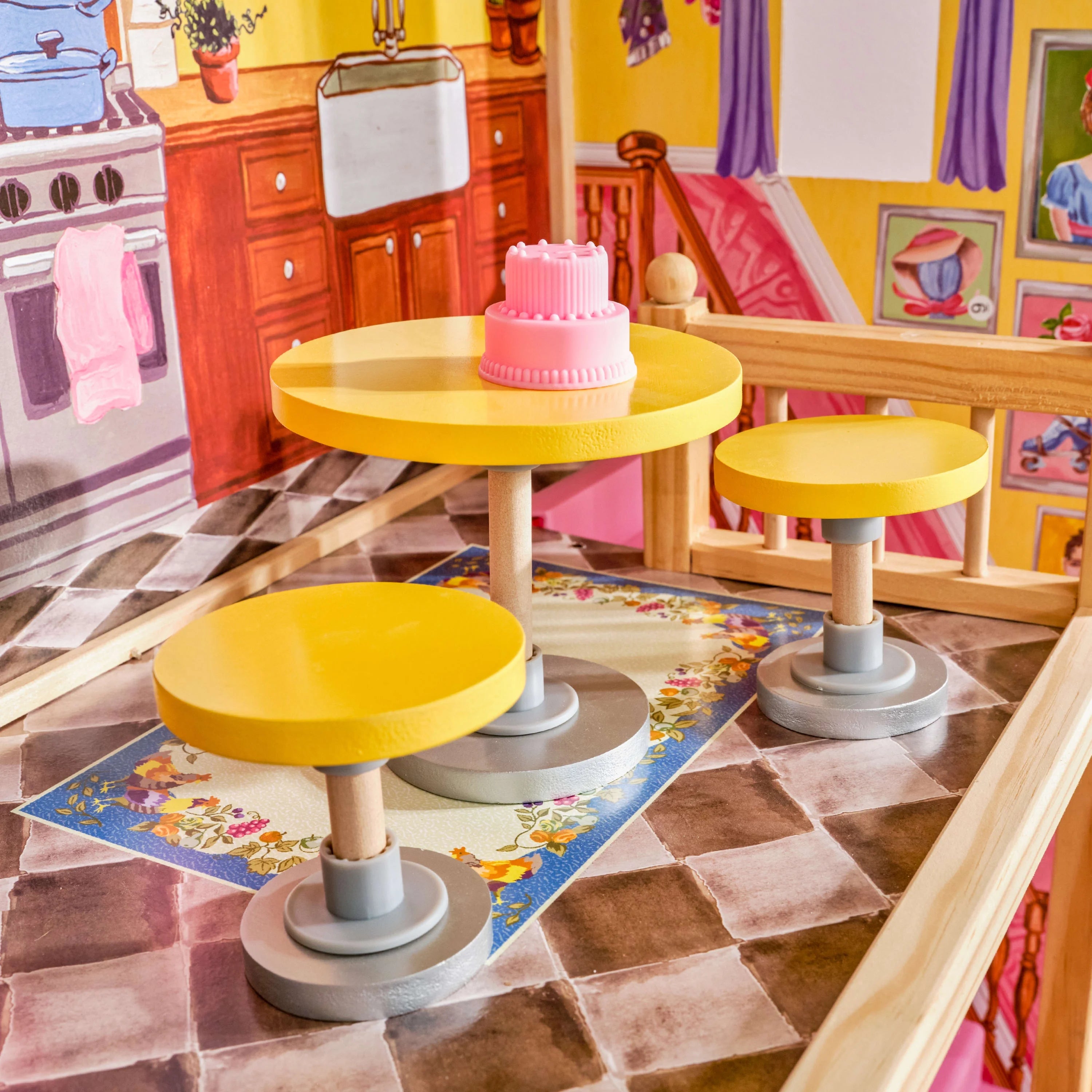 Casa de Muñecas de Madera KidKraft Kayla con Juego de Muebles de 10 Piezas, Casi 4 Pies de Altura