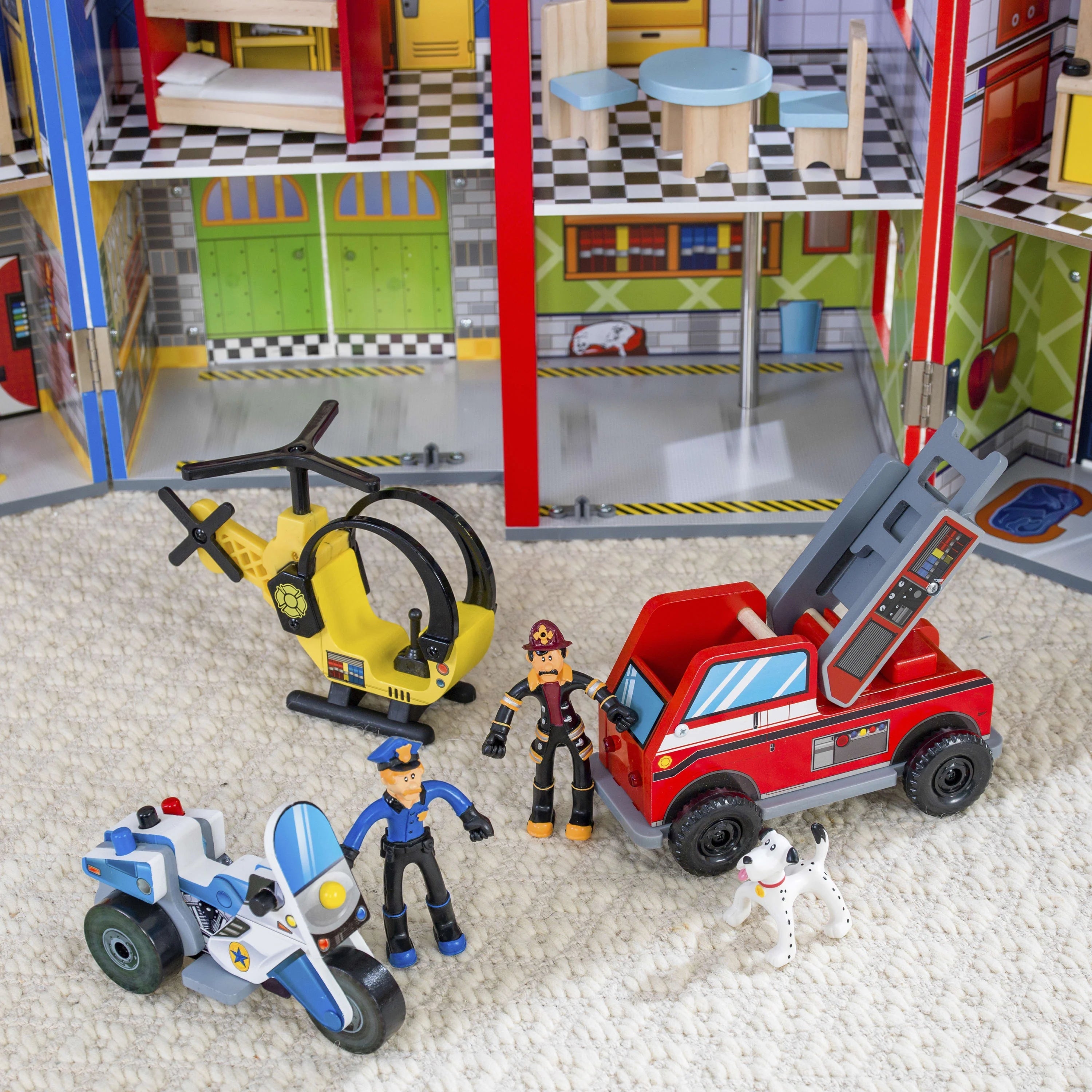 Conjunto de Juego KidKraft Everyday Heroes de Madera Plegable con 26 Piezas